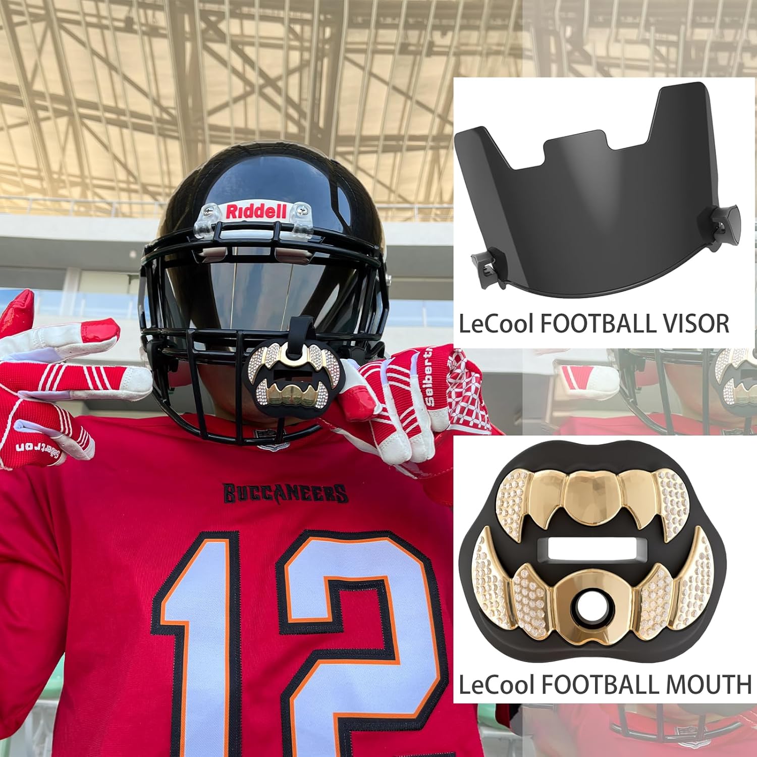 LeCool Visera, casco de fútbol americano y lacrosse, antiempañamiento, resistente a los arañazos, compatible con cascos de adultos y jóvenes