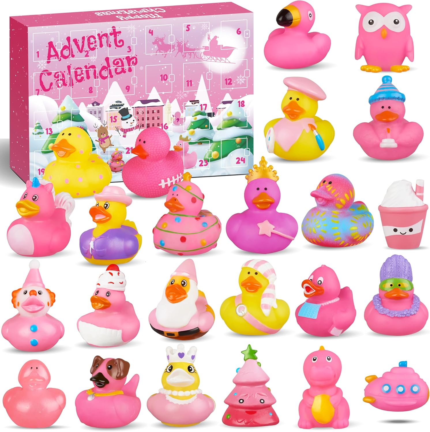 Calendario de Adviento de pato de goma 2023, 24 días de cuenta regresiva, regalos de Navidad para niñas, niños pequeños de 1, 2, 3, 4 años, 4-12