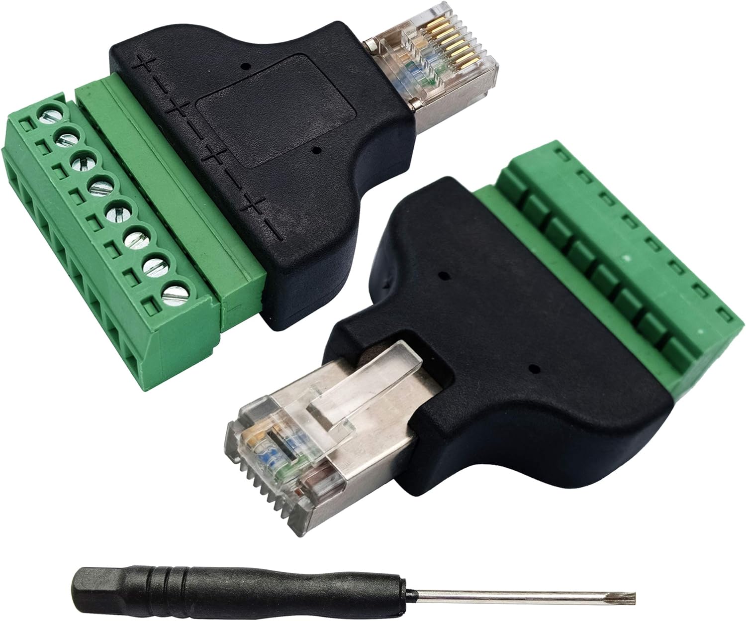 Terminal de tornillo RJ45 8P 8C macho a 8 pines hembra, terminales tipo tornillo, enchufe de red Ethernet para acoplador AV CCTV UTP DVR Cat5 Cat6