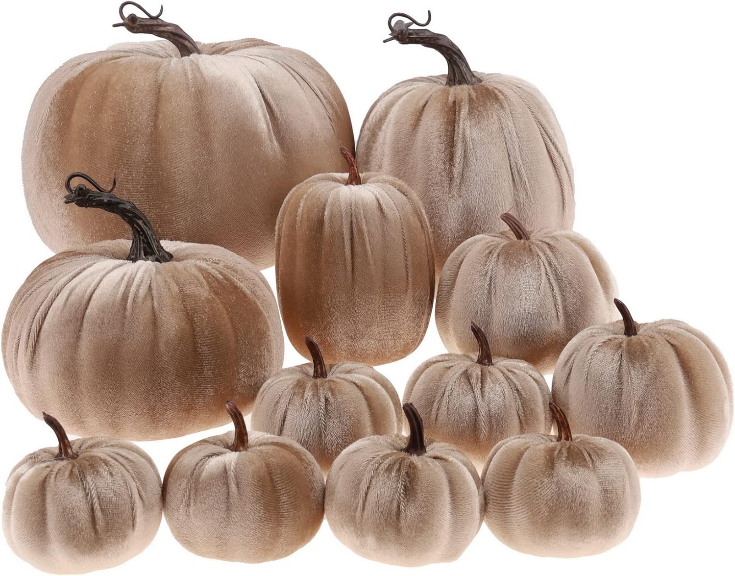 12 calabazas artificiales grandes de terciopelo, hechas a mano, decoración de centro de mesa de cosecha de otoño, para el hogar, cocina, granja,