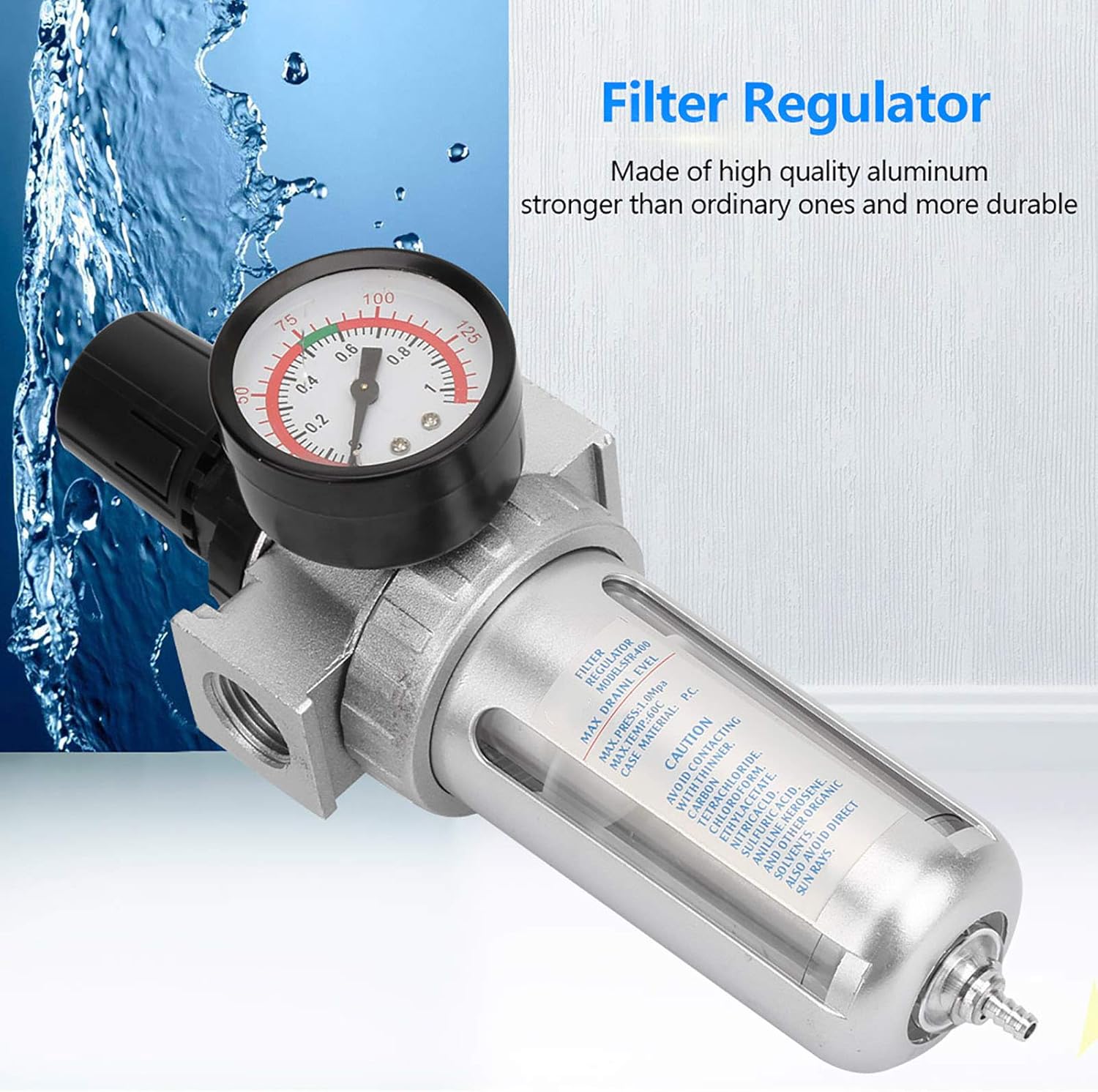 Regulador de filtro de aire, regulador de filtro de aire comprimido en miniatura BSP de 12 pulgada, compresor de aire, regulador de filtro de trampa