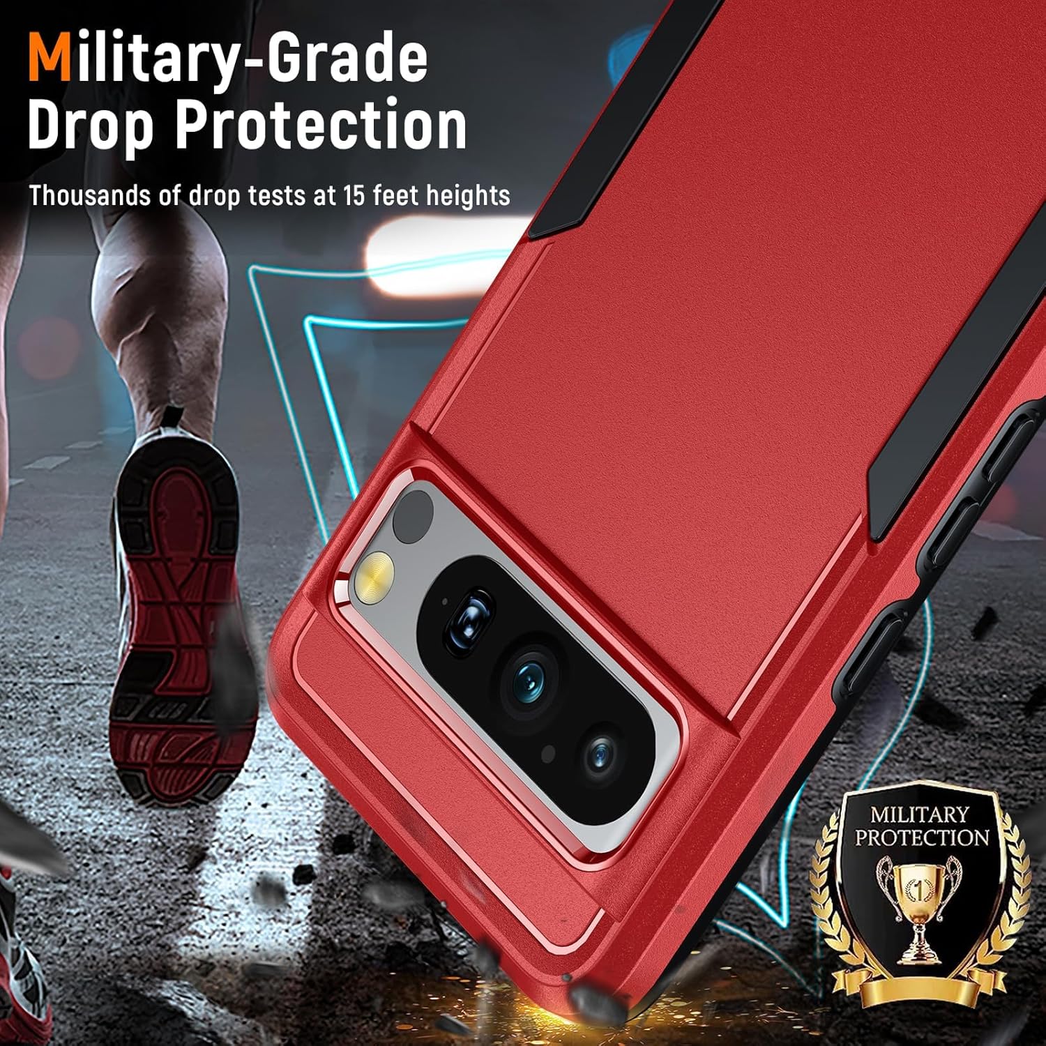Oneagle Funda para Google Pixel 8, Pixel 8 con 2 protectores de pantalla, protección militar de 15 pies, doble capa, resistente, antideslizante,