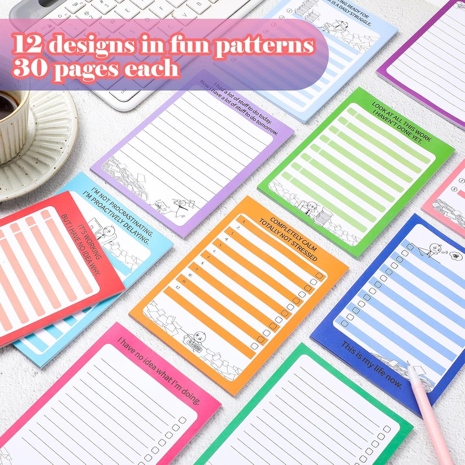 Yeaqee 12 blocs de notas divertidos para compañeros de trabajo, divertidos bloc de notas sarcásticos, bloc de notas divertido para lista de tareas,