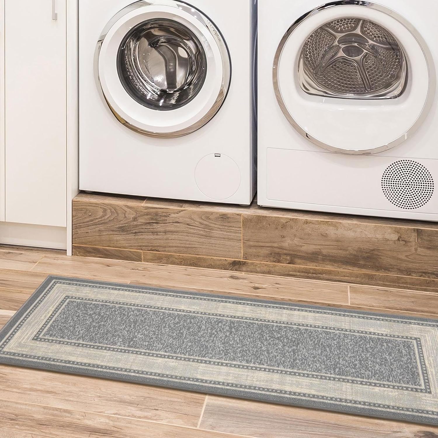 Ottomanson Ottohome Collection – Alfombra antideslizante de goma con bordes de 3 x 10 pulgadas, 2 pies 7 pulgadas x 9 pies 10 pulgadas, color gris