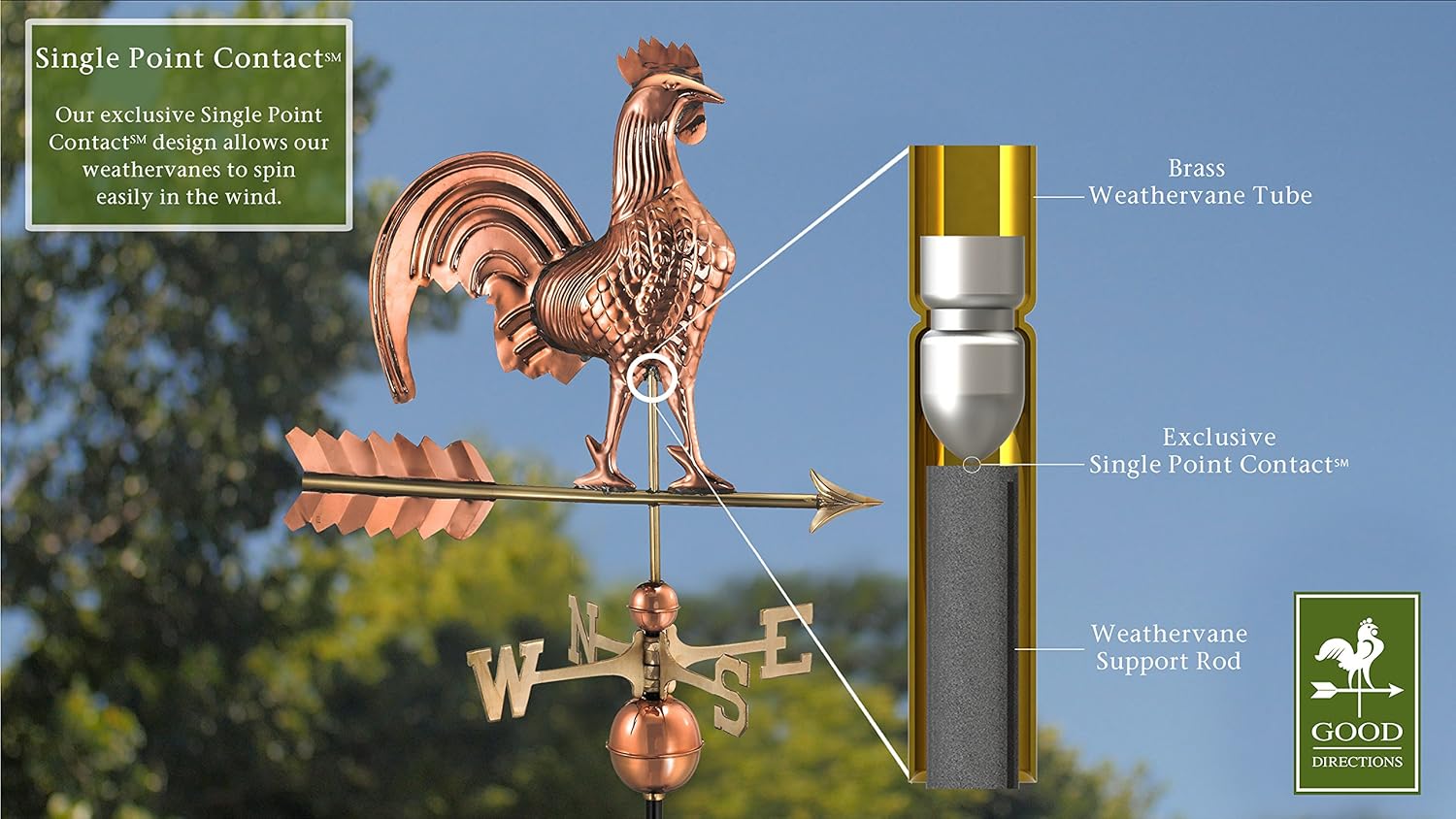 Good Directions – Veleta en forma de gallo de tamaño completo (25 pulgadas) 501V1, 501P