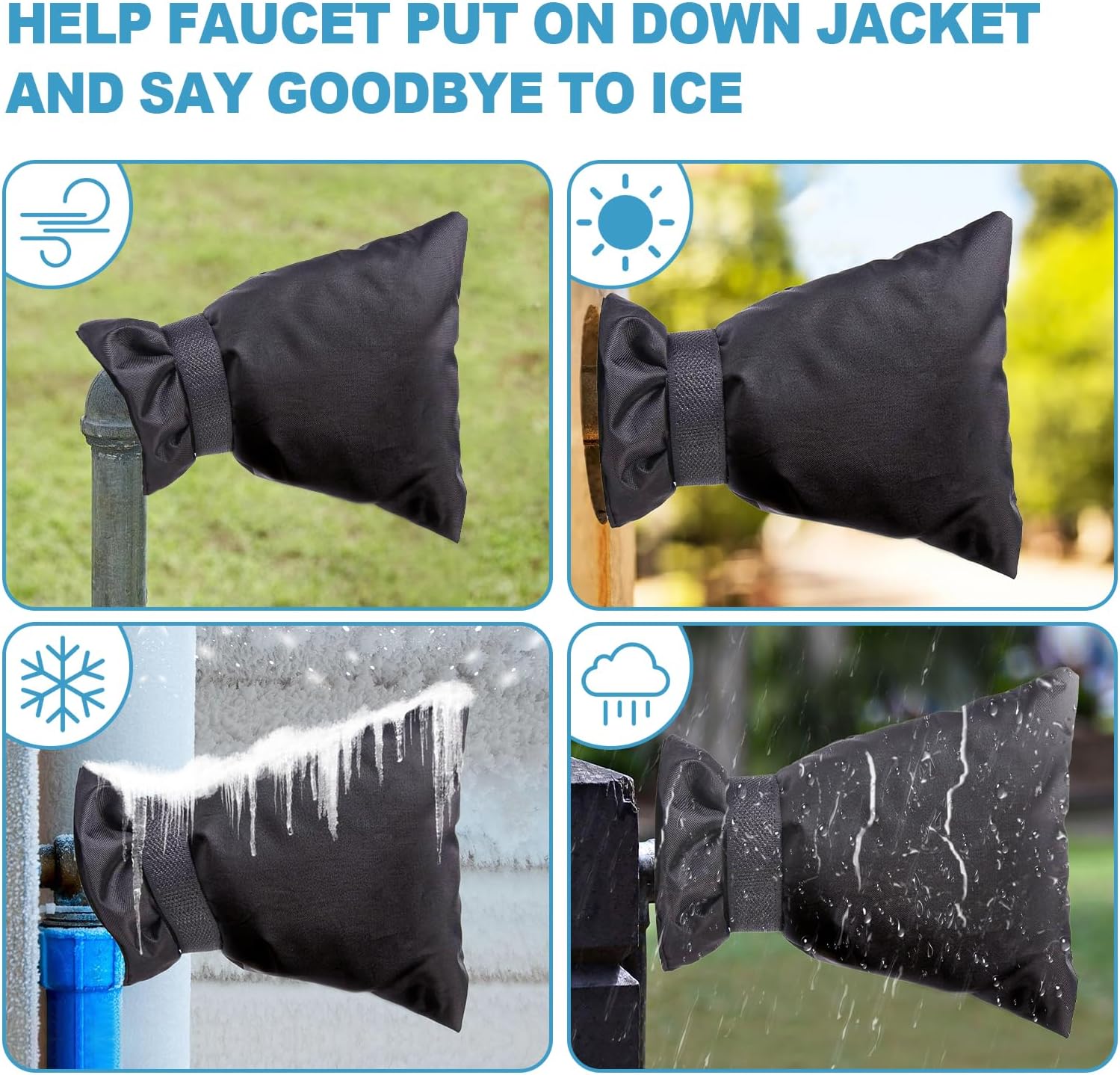 Outdoor Faucet Covers, Waterproof Pipe Insulation Hose Cover Socks, Winter Water Faucet Cover Socks Anti-Freezing Protection Insulated Hose Bib