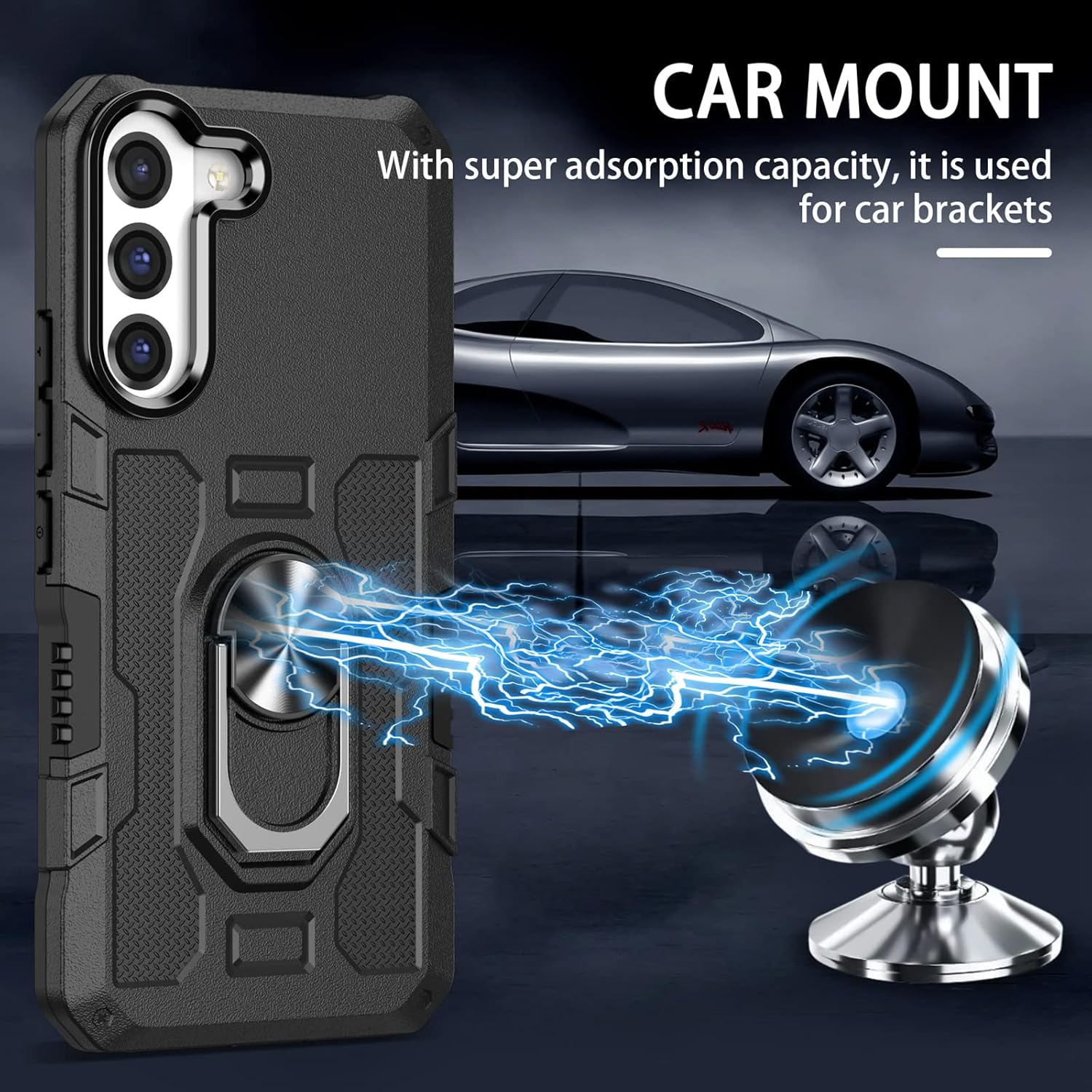 Funda para Samsung Galaxy S22 Plus 5G, soporte magnético militar con anillo de rotación de 360 grados, cubierta a prueba de golpes S22 Plus,