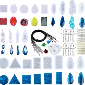 Woohome Juego de 43 moldes de silicona transparentes para joyería, juego de moldes de fundición de ondas de agua, incluye 22 moldes de fundición de Woohome Juego de 43 moldes de silicona transparentes para joyería, juego de moldes de fundición de ondas de agua, incluye 22 moldes de fundición de