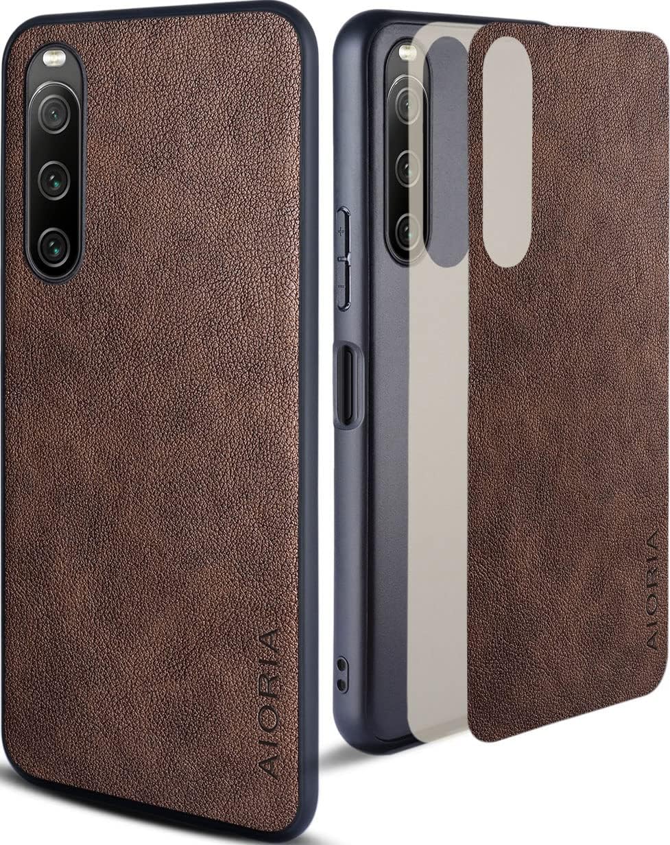 AIORIA Funda de cuero premium para Sony Xperia 10 V, diseño retro para Sony Xperia 10 V 5G (café)