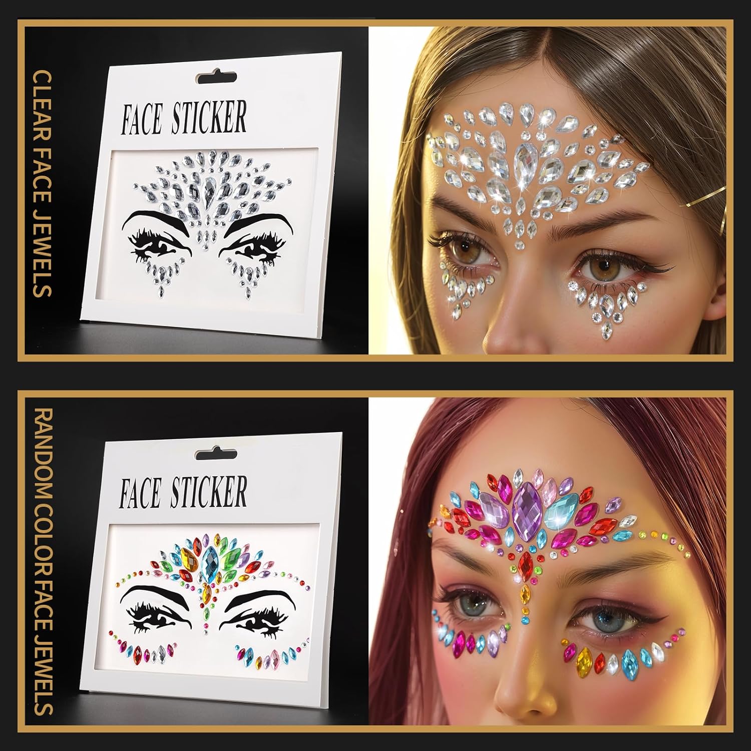 Teenitor Joyas faciales para festivales de rostro, diamantes de imitación para el rostro, gemas para el cabello, gemas para el ojo, gemas para el