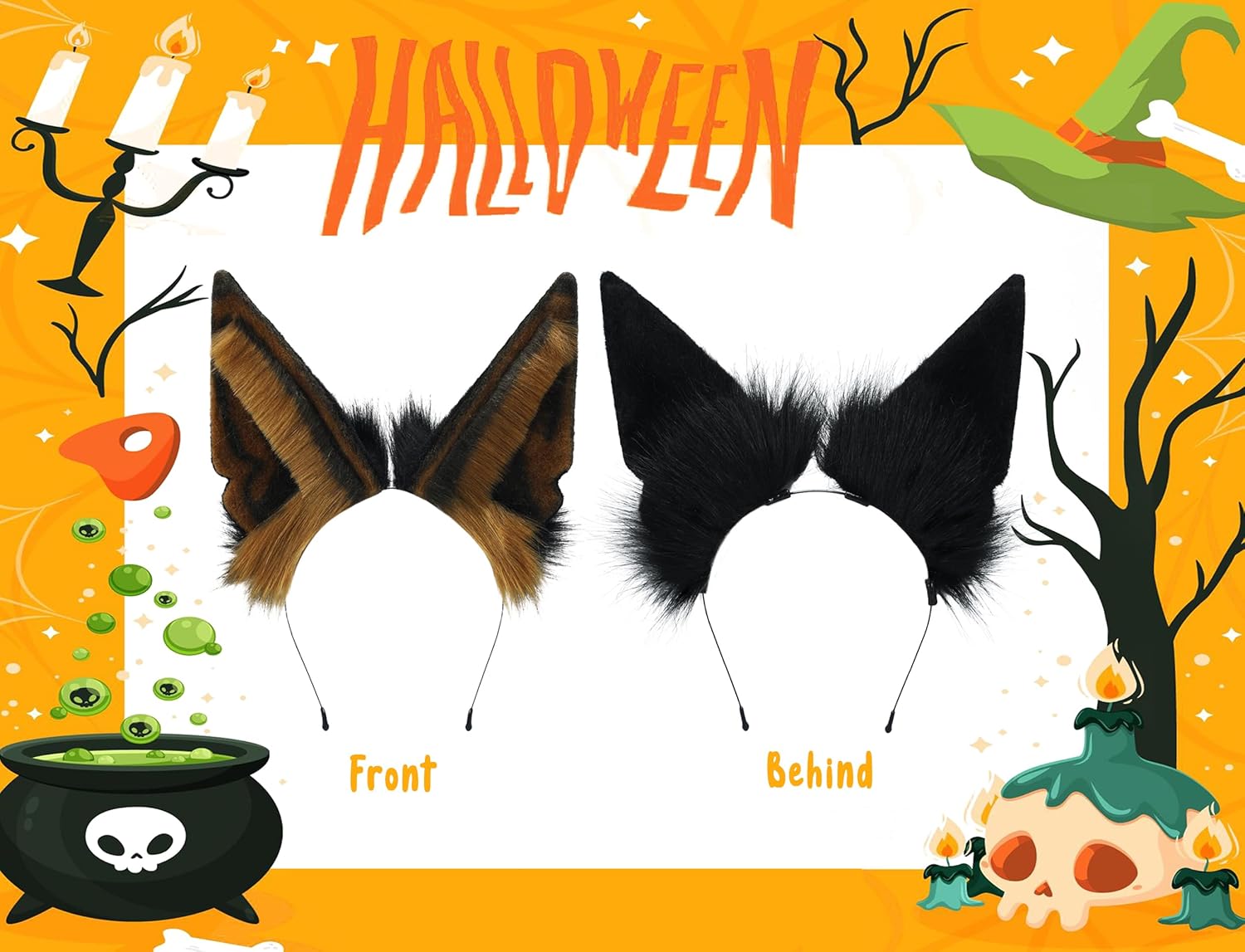 Loiahoer Diadema de orejas de chacal, diadema de pelo de zorro lobo hecha a mano, accesorios para la cabeza, Halloween, cosplay, fiesta de disfraces