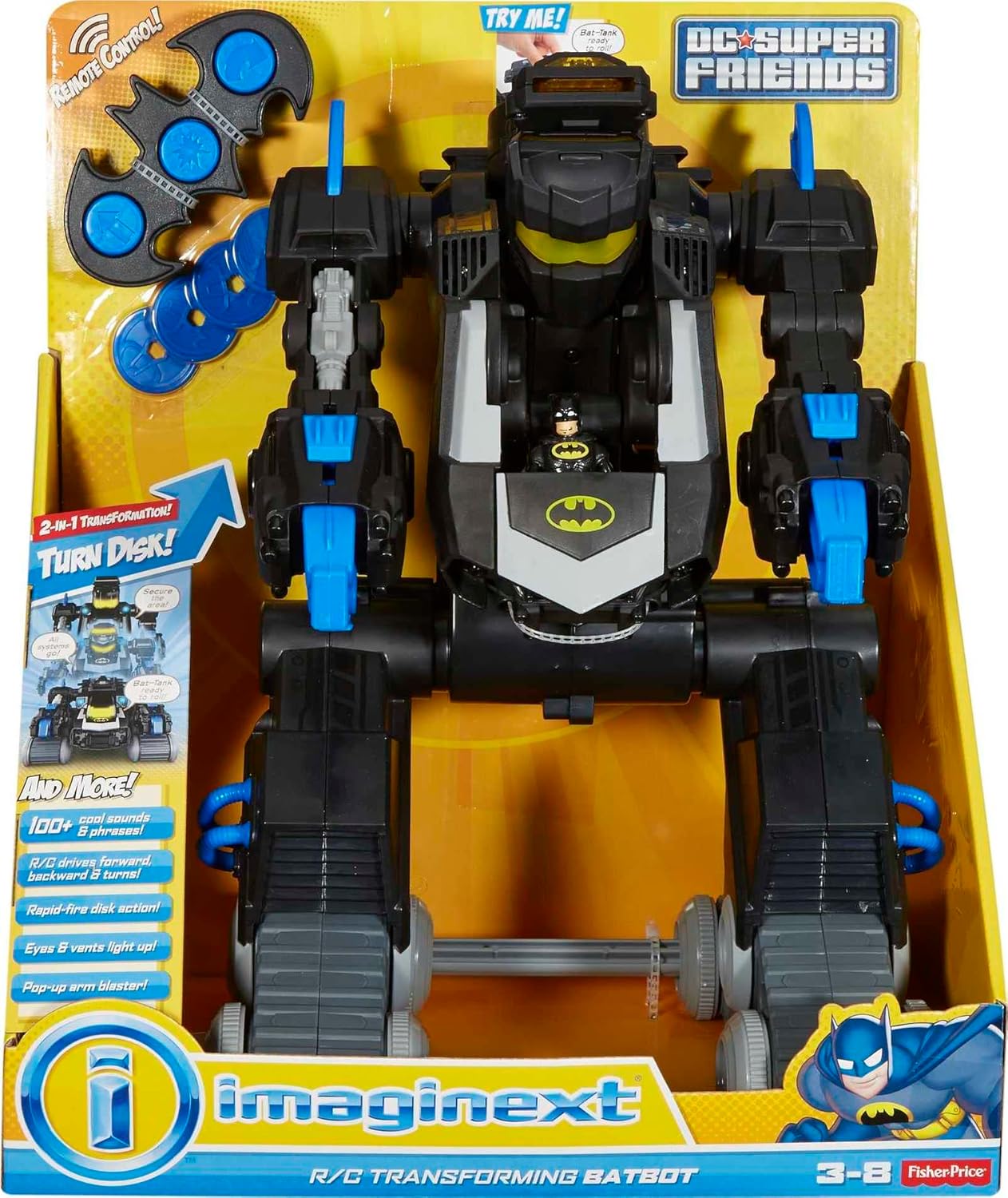 Batbot de Fisher Price Imaginext, Estándar, Negro, azul, gris, amarillo
