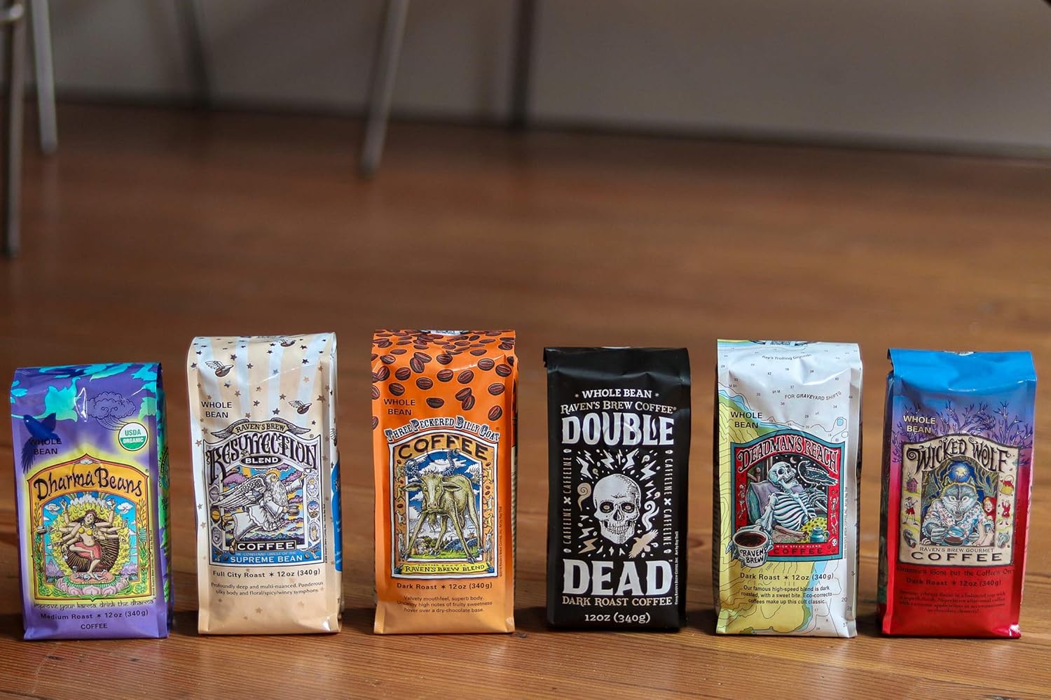 Raven’s Brew Coffee Café de cuerpo completo tostado molido de ciudad asado molido – Resurrection Blend 12oz