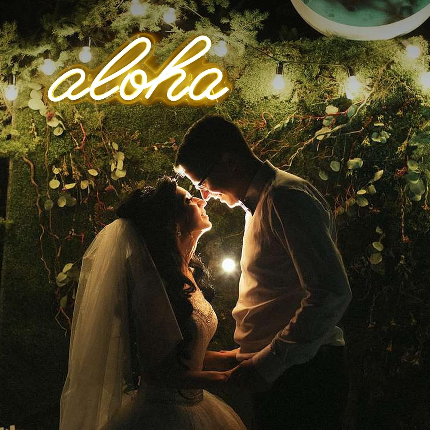 Aloha – Letrero de neón blanco cálido Aloha para decoración de pared, 14.9 x 5.9 pulgadas, luces LED de neón 3D decorativas con funcionamiento por