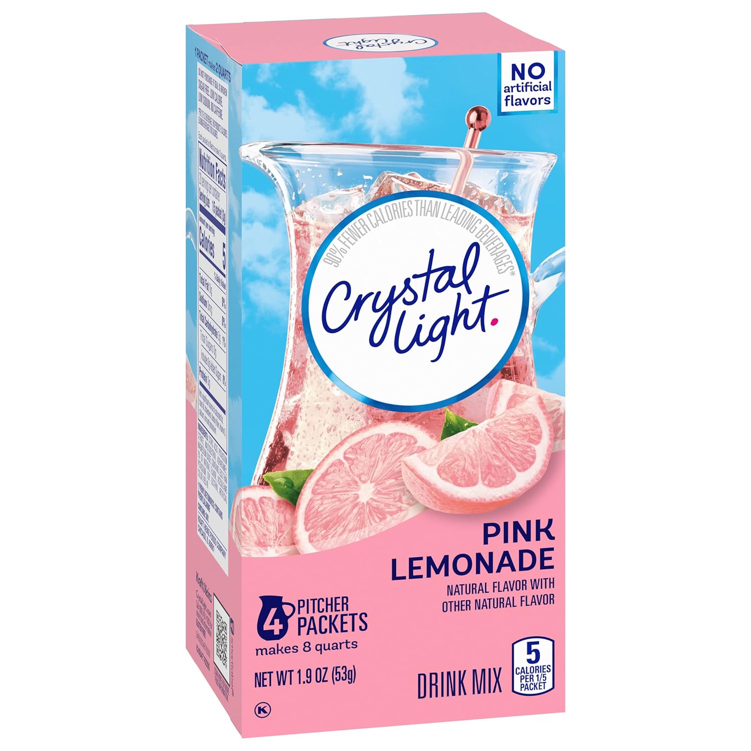Crystal Light Mezcla de bebida en polvo con sabor natural a limonada rosada sin azúcar, 4 paquetes para jarra (paquete de 3)