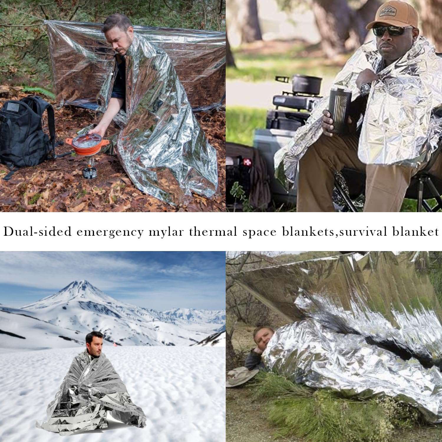 Paquete de 6 películas grandes de Mylar reflectantes plateadas, 51 x 82 pulgadas, alta reflectancia, mantiene el calor, aumenta eficazmente el