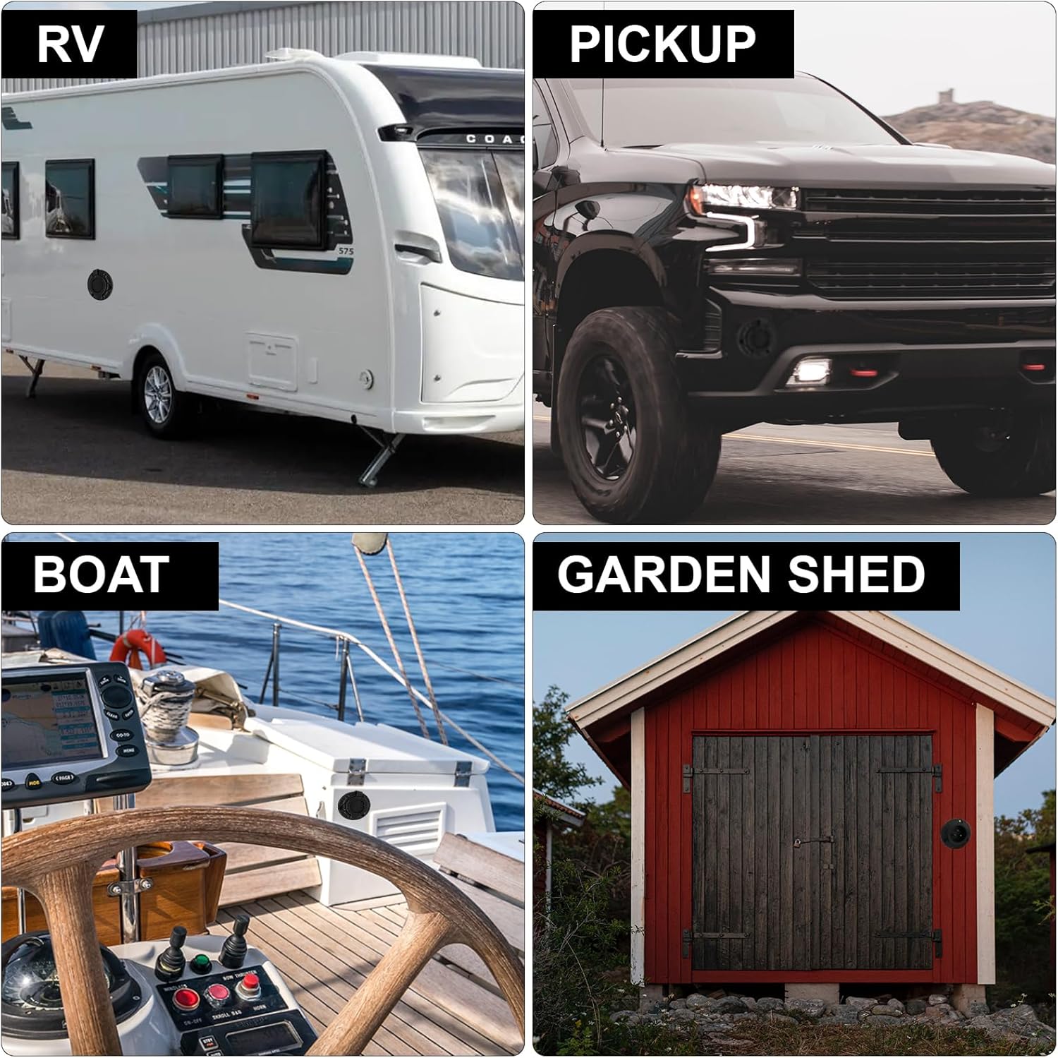 MECESOR Enchufe de puerto de entrada de alimentación de CA de 15 amperios y 125 V, enchufe de entrada de alimentación de tierra RV con cable de