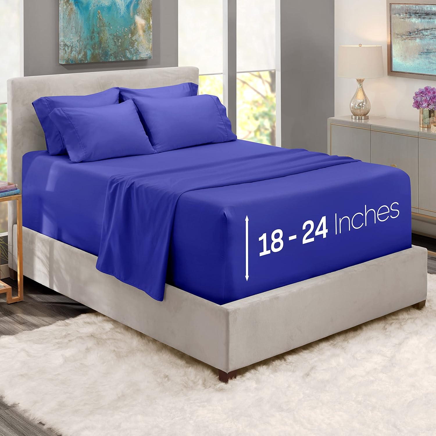 Nestl Juego de sábanas de 6 piezas de microfibra suave con bolsillos extra profundos, sábanas y fundas de almohada resistentes a la decoloración,