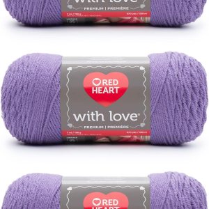 Red Heart with Love – Hilo lila  Paquete de 3 unidades de 6.98 oz7 onzas  Acrílico  4 medianos (peinado)  370 yardas  Tejidoganchillo Red Heart with Love – Hilo lila  Paquete de 3 unidades de 6.98 oz7 onzas  Acrílico  4 medianos (peinado)  370 yardas  Tejidoganchillo