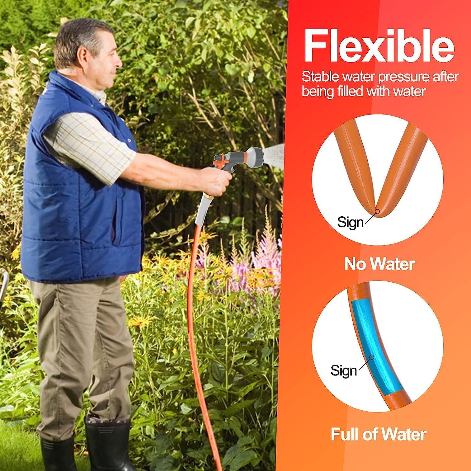 Manguera de jardín de 5 pies x 58 pulgadas, extensión de manguera líder resistente, manguera de agua corta flexible y ligera, manguera de goma