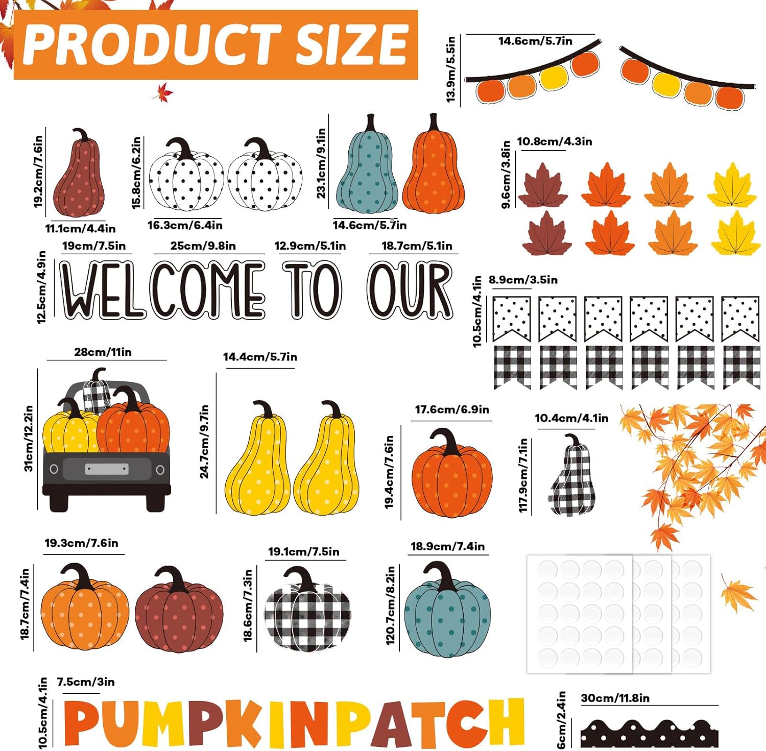 Juego de tablón de anuncios de calabaza de otoño, recortes de papel de Acción de Gracias, borde de pizarra, bordes de calabaza, decoración de aula,
