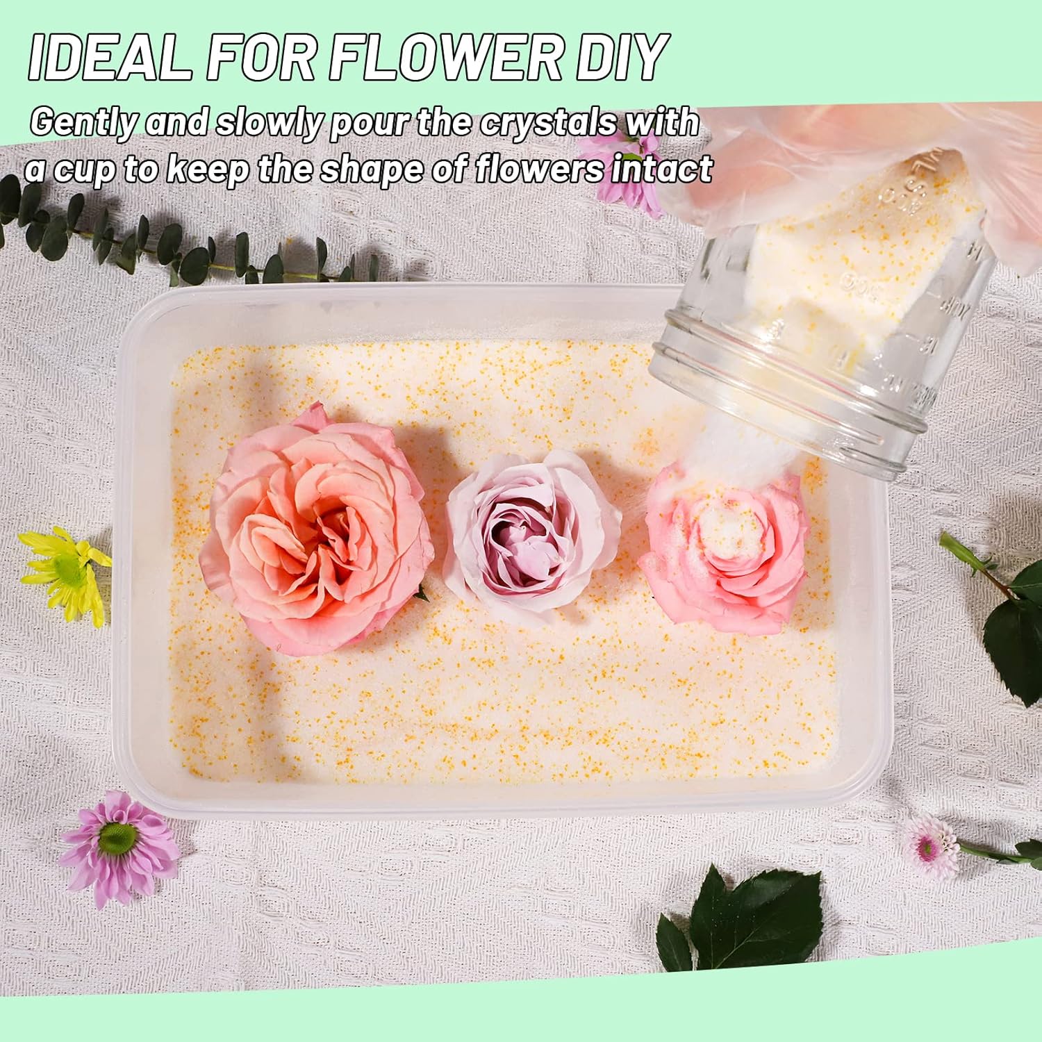 Eazy2hD Desecante de cristales de secado de flores de gel de sílice de 5 libras con recipiente sellado y guantes para kit de preservación de ramo de