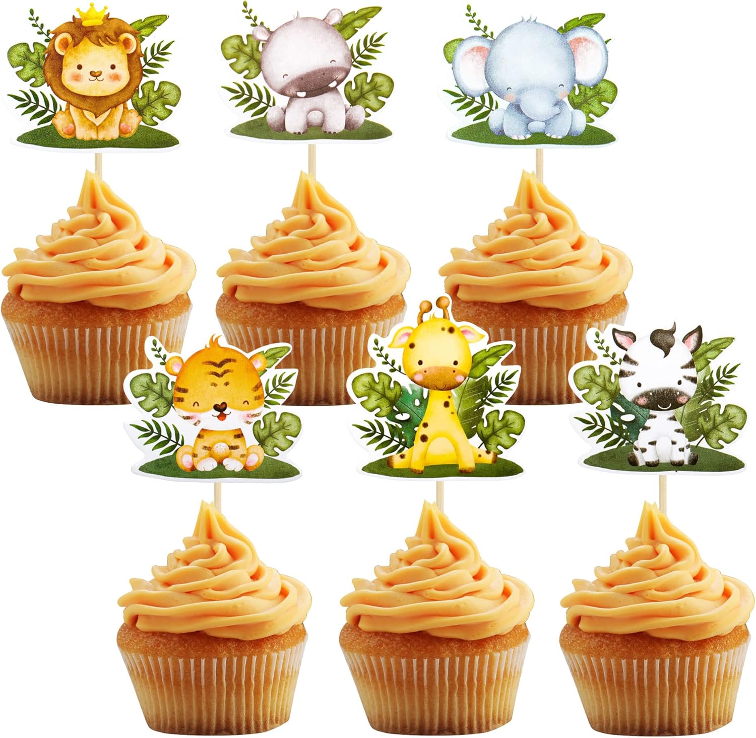 36 piezas de decoración de cupcakes para fiesta de bosque, bosque, animales del bosque, decoración para cupcakes, temática salvaje, decoración de