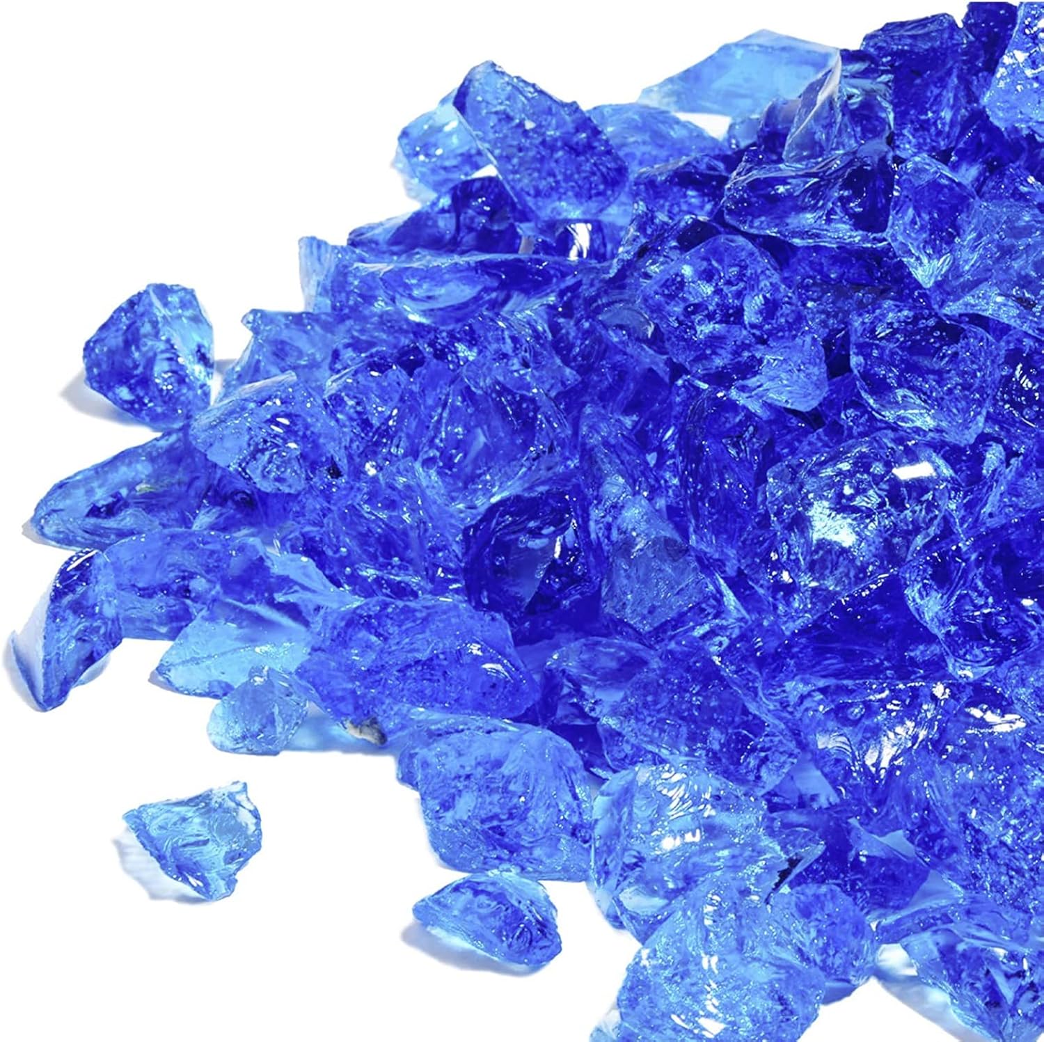 GASPRO Vidrio de fuego de 20 libras para hoguera de propano, roca de vidrio decorativa de 12 pulgada para chimenea de gas, azul océano