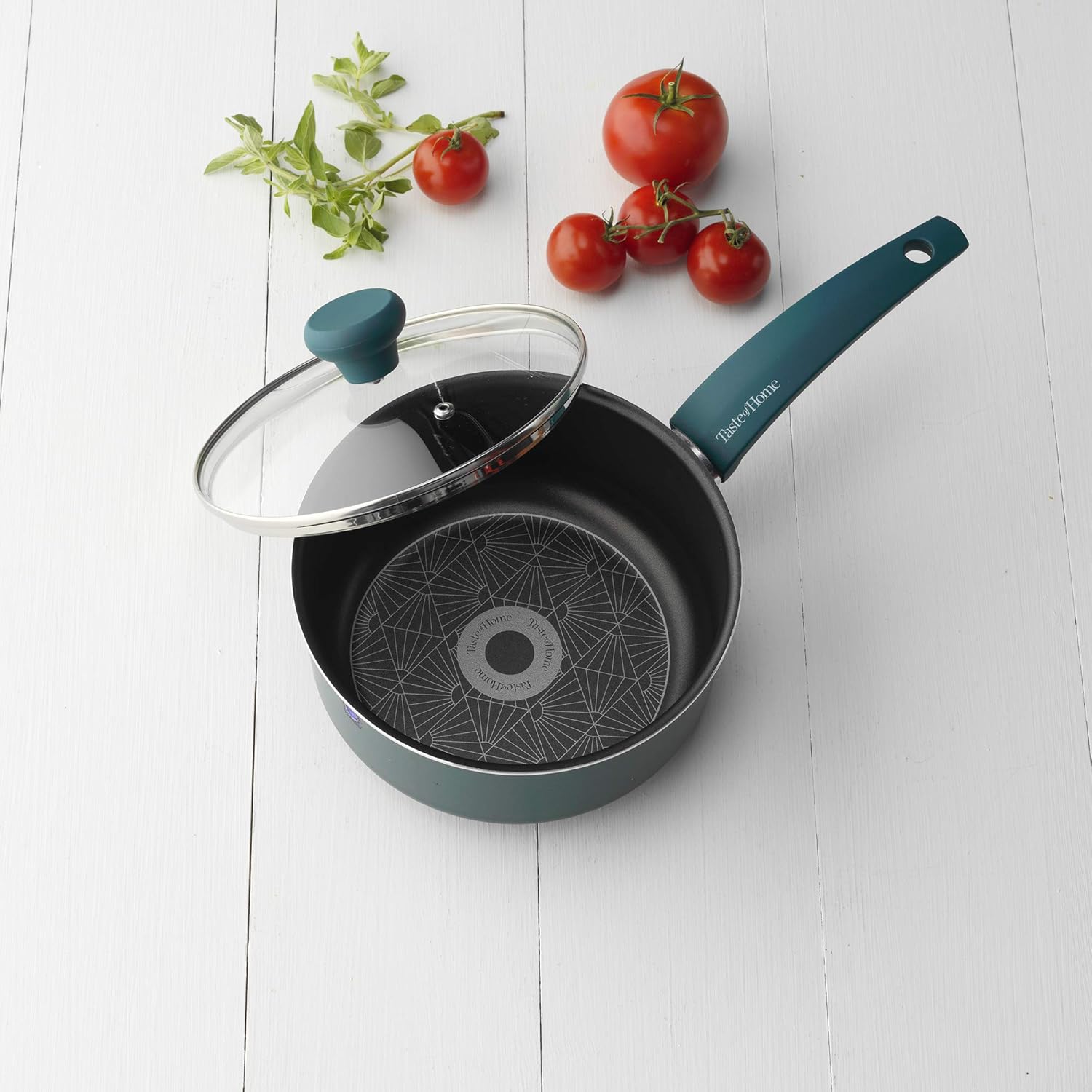 Taste of Home – Cacerola de aluminio antiadherente de 2 cuartos con tapa