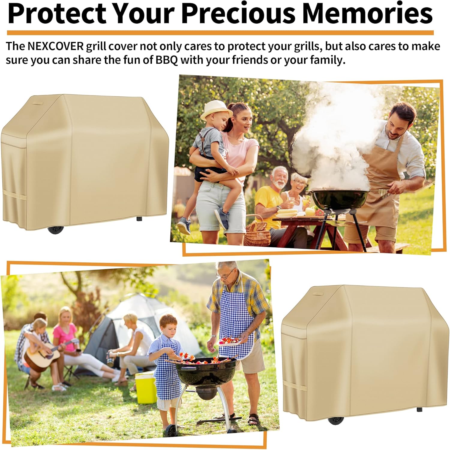NEXCOVER Funda para parrilla de gas para barbacoa, cubierta impermeable de 50 pulgadas, cubierta de parrilla resistente al aire libre, material