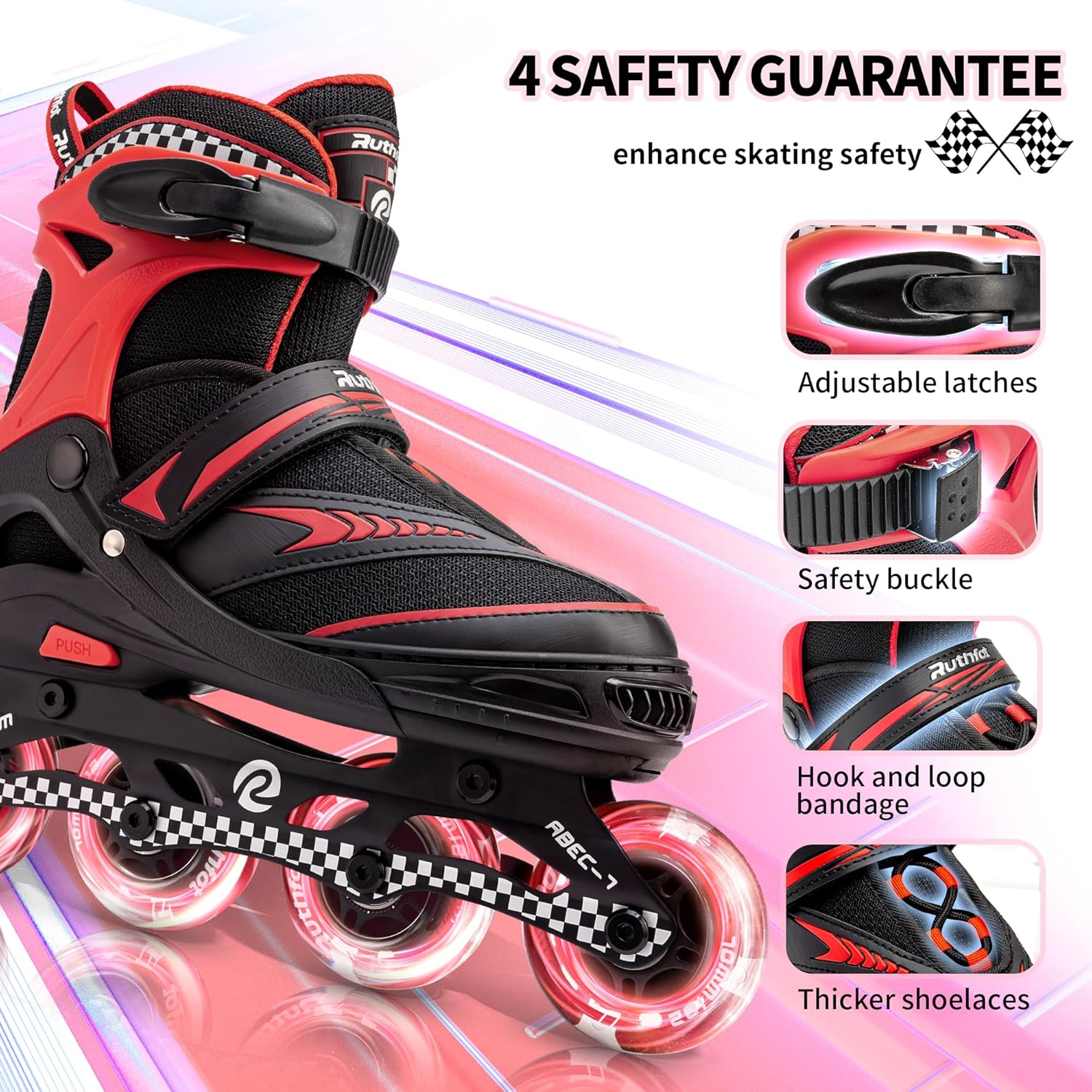 Patines en línea ajustables para niños y niñas con ruedas de luz completa, patines para exteriores para niños y mujeres