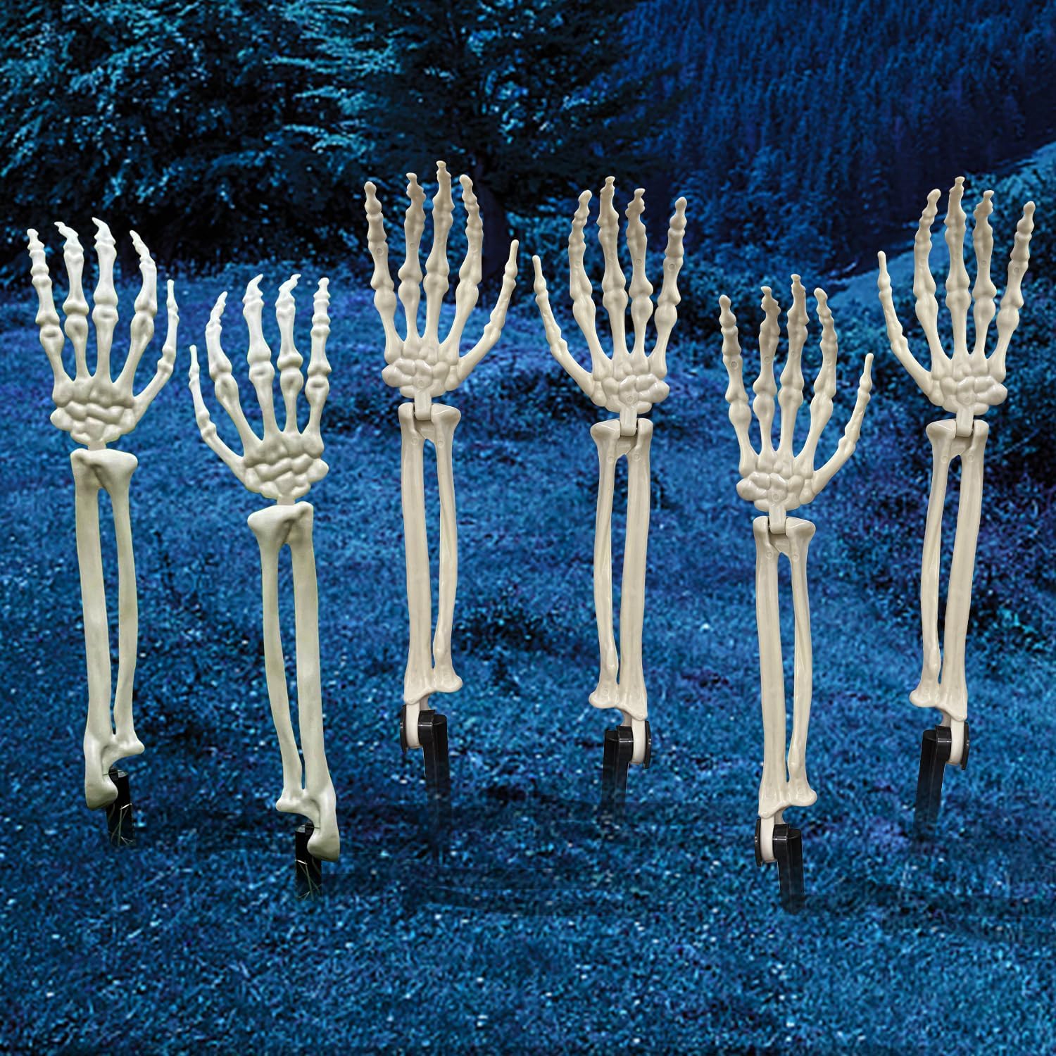 Estacas de esqueleto para decoración de Halloween de patio al aire libre, manos de esqueleto de aspecto realista, para estacas de césped, jardín,