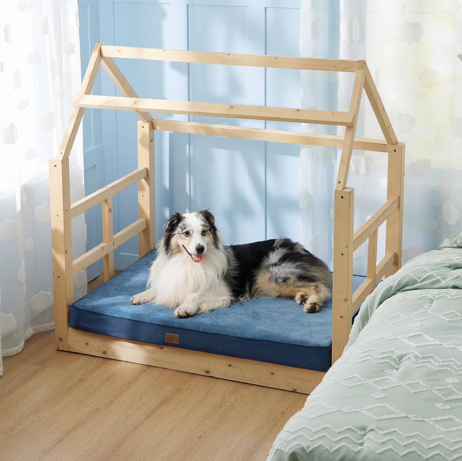 Bedsure Cama ortopédica grande para perros grandes, camas para perros de espuma viscoelástica, cama para mascotas de 2 capas gruesas con funda