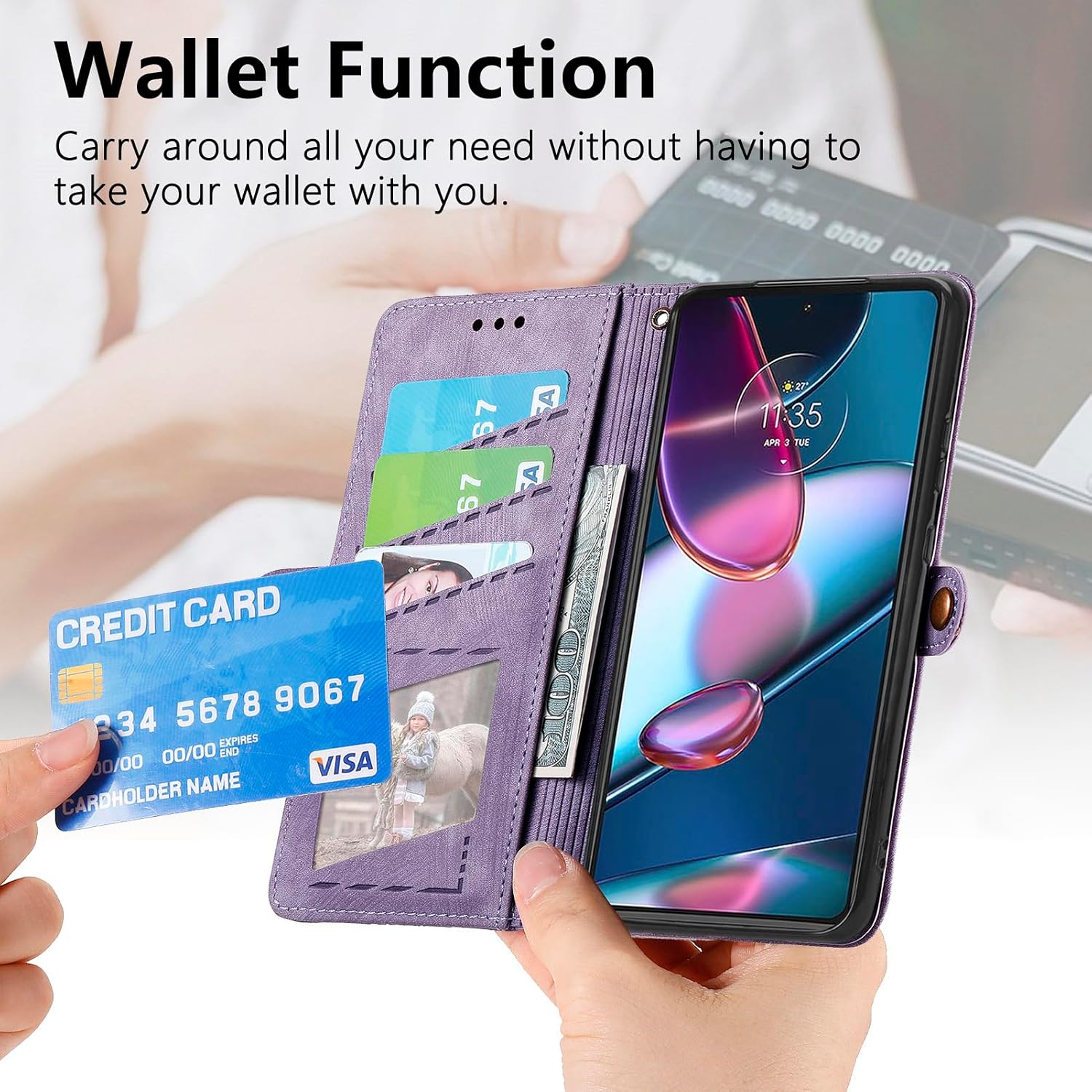 Asuwish Funda para teléfono Motorola Edge + Plus 2022Edge X3030 Pro con protector de pantalla de vidrio templado y soporte para tarjetas con