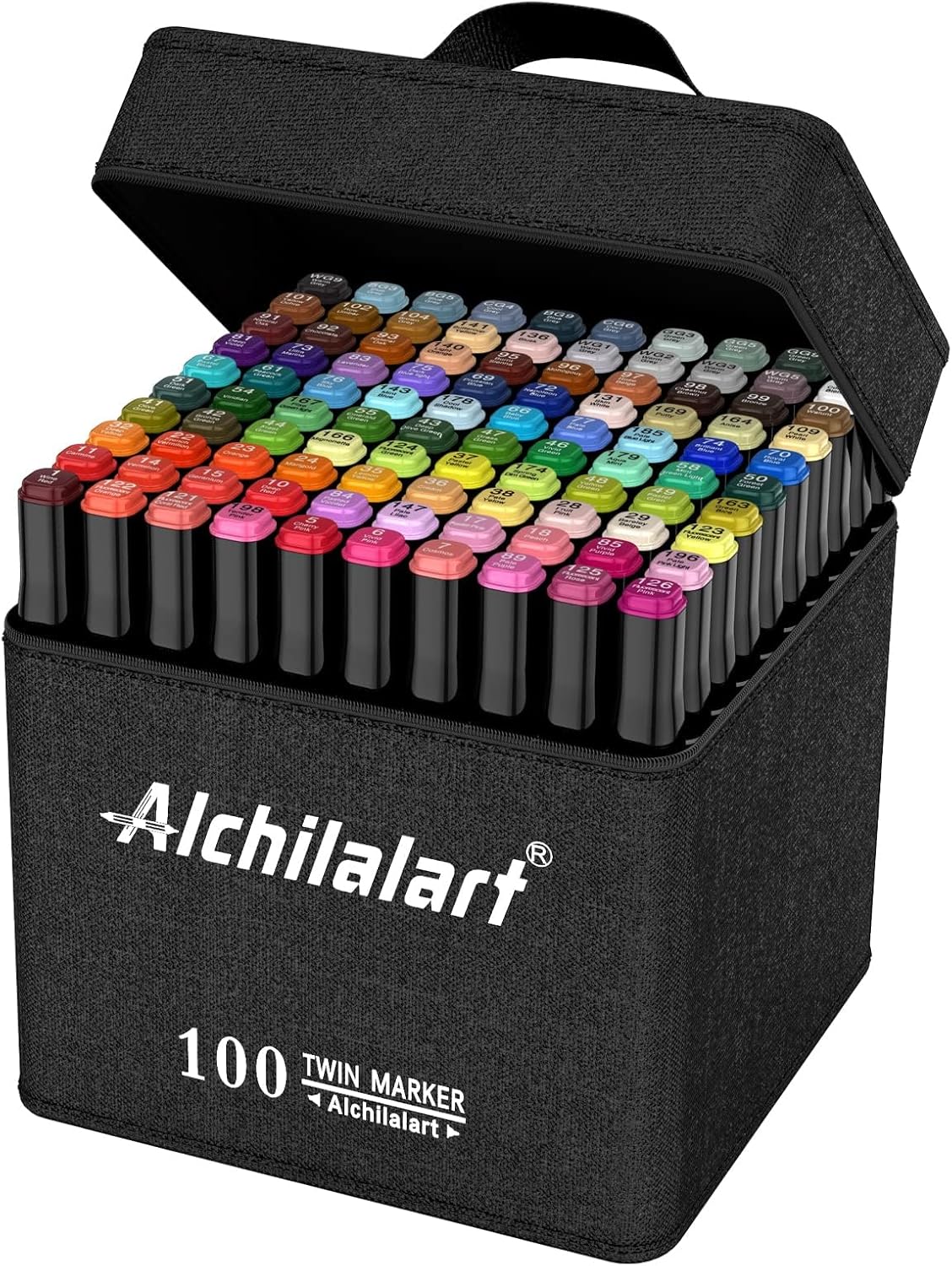 Alchilalart – Juego de marcadores a base de alcohol, de 100 colores, de doble punta, para hacer bocetos, dibujar o hacer animaciones, para adultos o