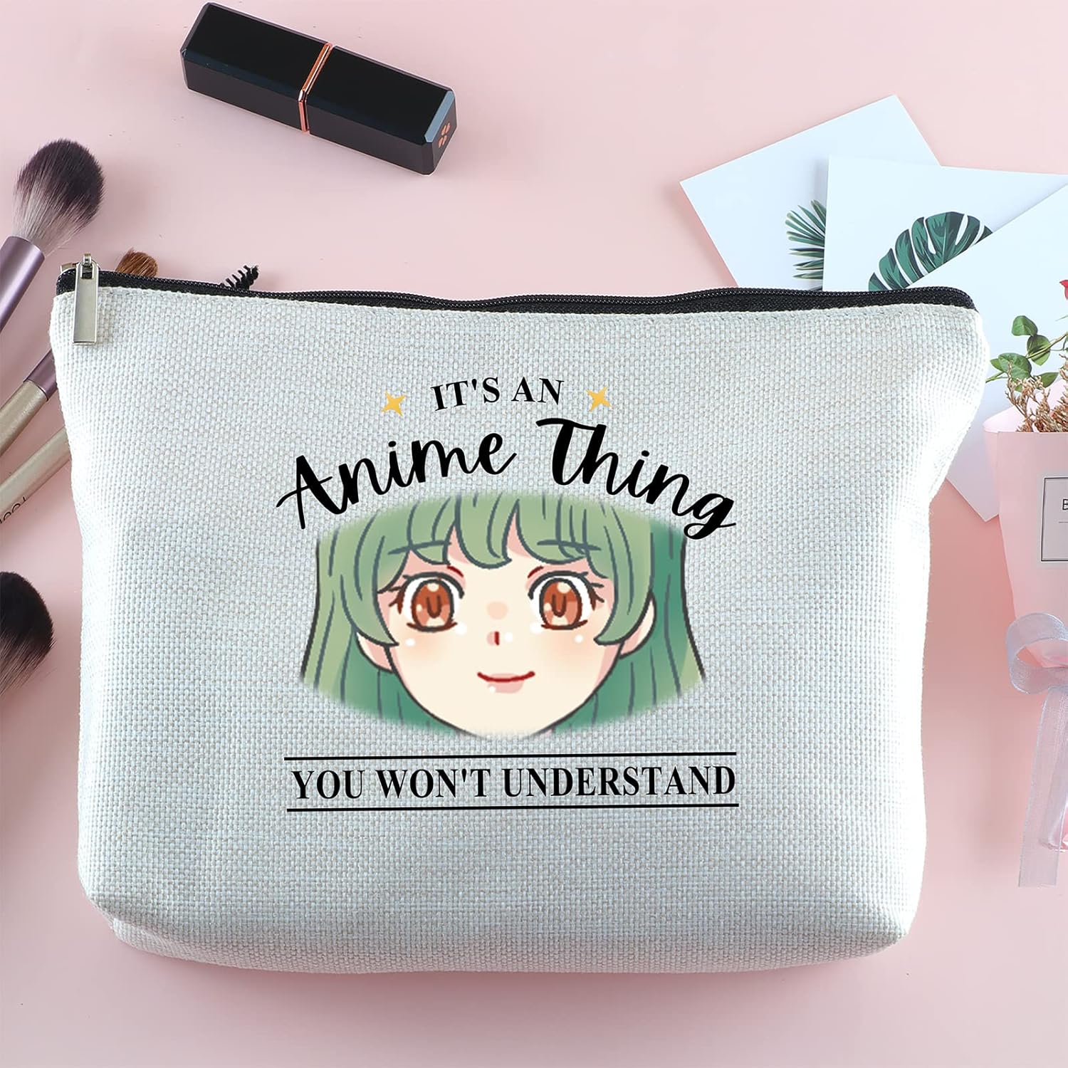 Anime Makeup Bag Travel Cosmetic Cool Gifts for Anime Lovers Kawaii Makeup Bag Anime Lover Gifts Anime Fans Gift for Women for Birthday Gifts
