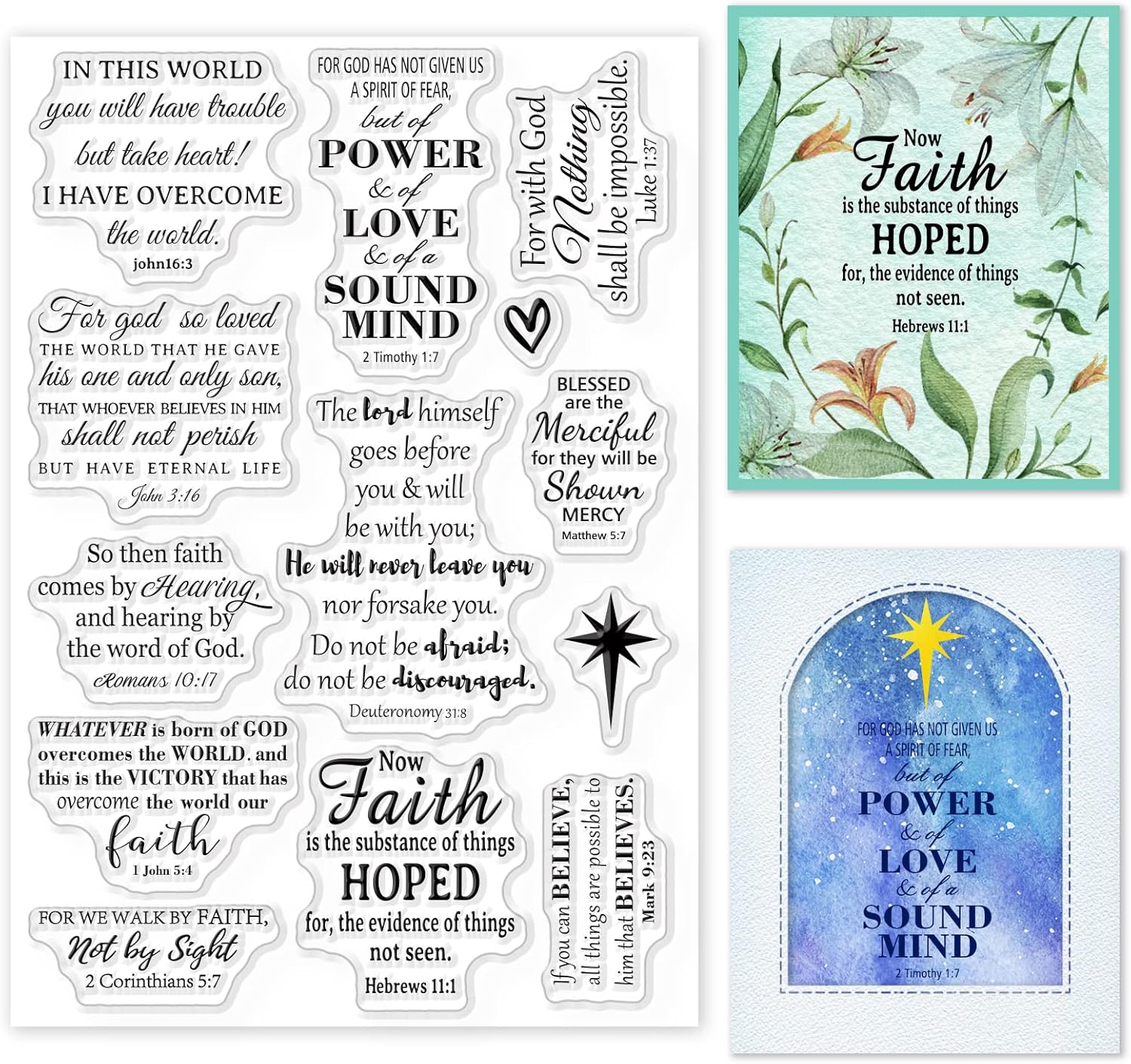 GLOBLELAND Sellos transparentes cristianos para hacer tarjetas, palabras inspiradoras decorativas, sellos de silicona transparente para Pascua,