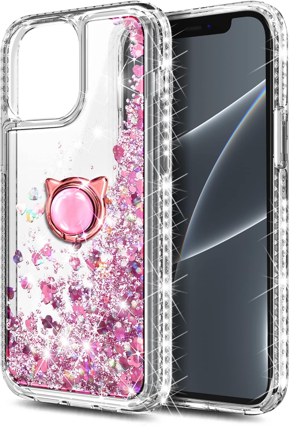 NGB Supremacy Funda compatible con iPhone 15 Plus con protector de pantalla de vidrio templado, soporte de anillocorrea para la muñeca, con