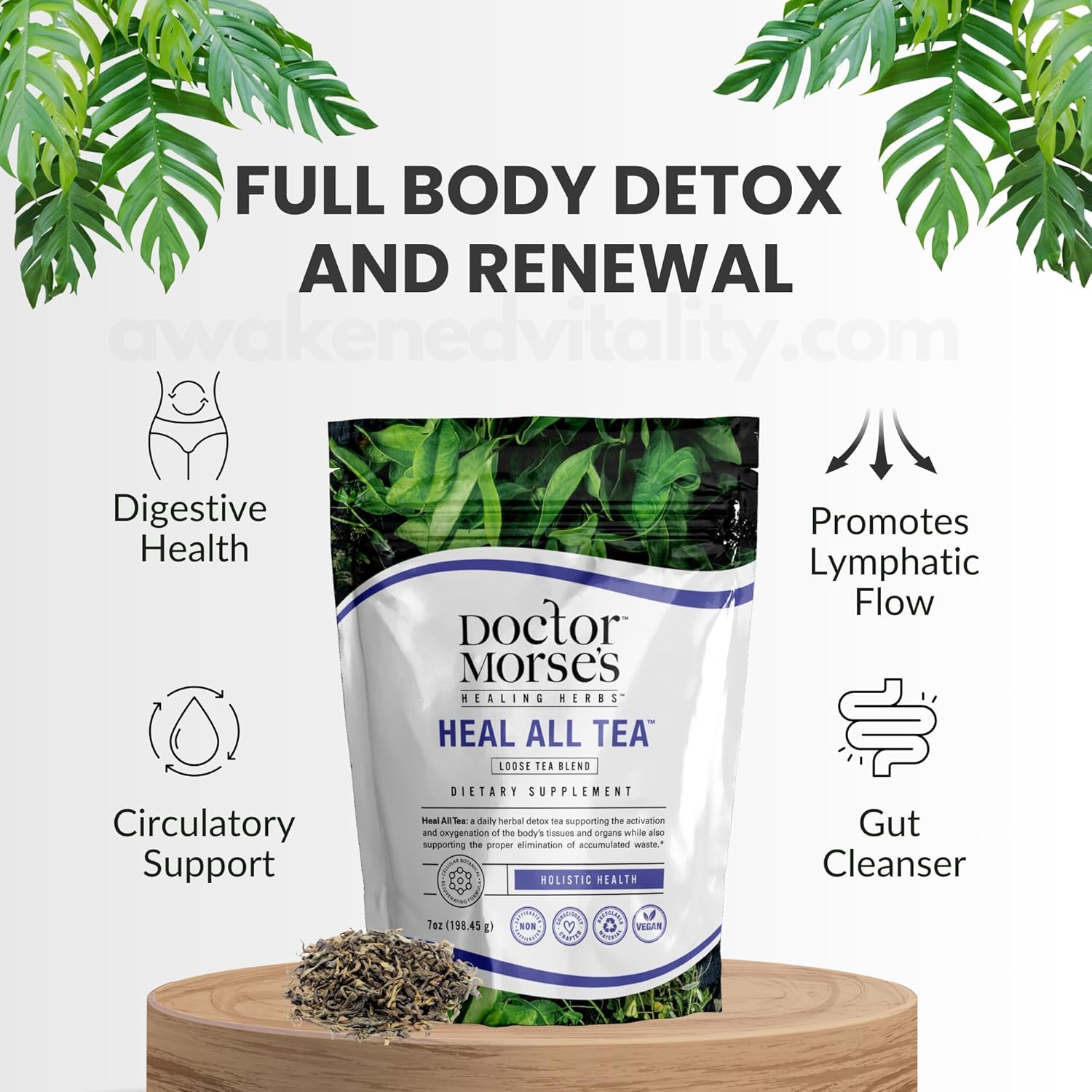 Doctor Morse’s Heal All Tea  Té de hierbas  Mezcla suelta de 7 onzas (86 porciones) sin cafeína  Formulado naturópata  Desintoxicación de cuerpo