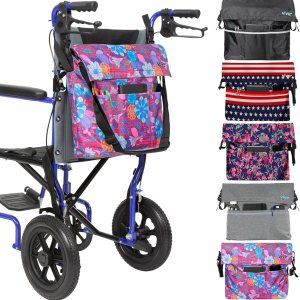 Bolsa para silla de ruedas, Floral púrpura Bolsa para silla de ruedas, Floral púrpura