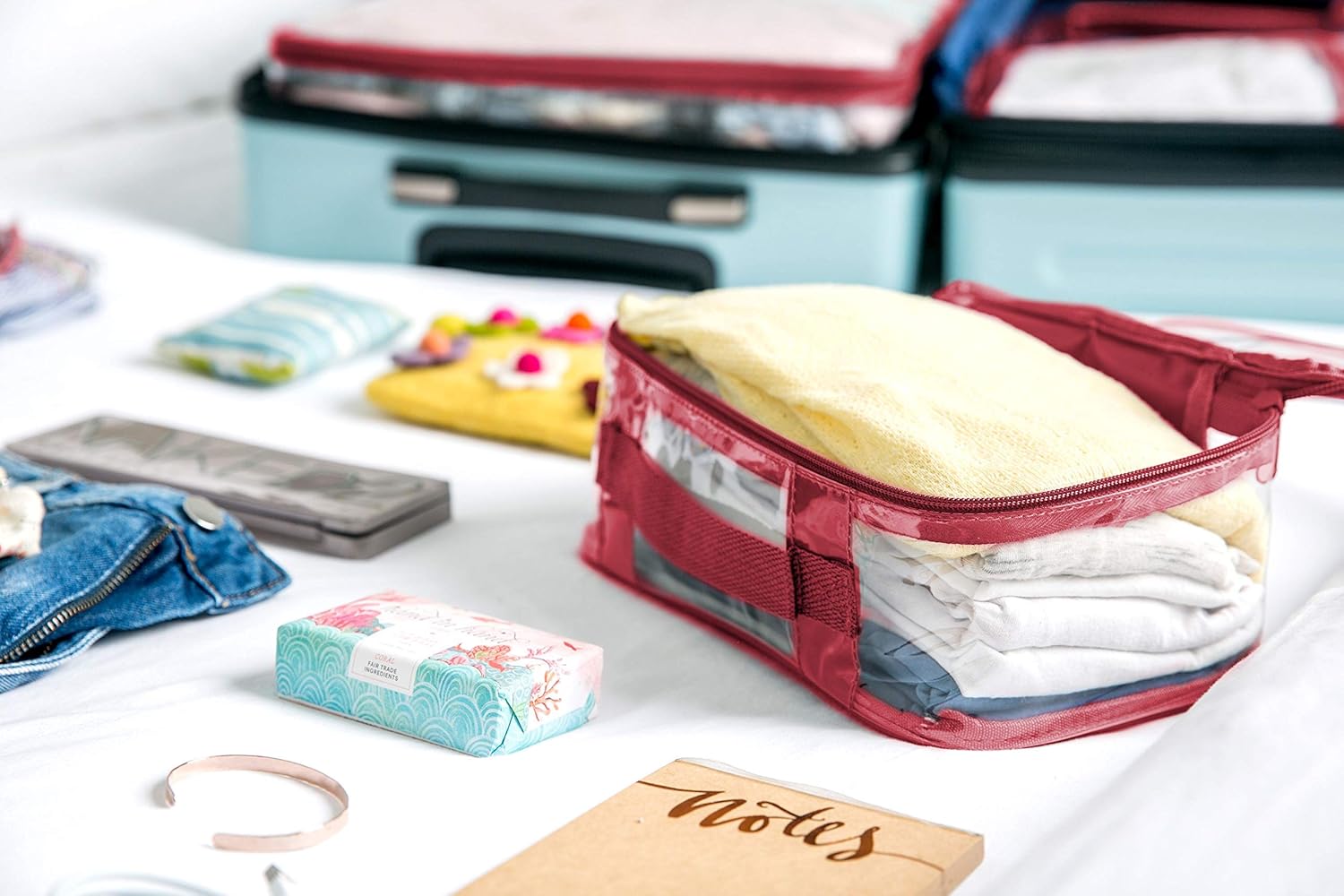 Pequeño cubo de embalaje de viaje transparentebolsa de plástico de PVC transparente para llevar en maleta, mochila o bolsa de pañalesaccesorios