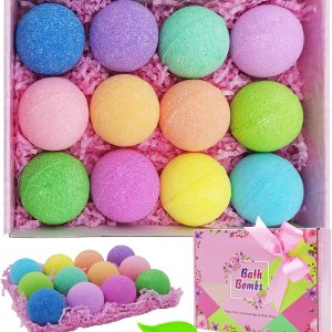 BOENFU Juego de 12 bombas de baño hechas a mano, aceites esenciales naturales orgánicos, hidratan la piel, regalos de lujo para niñas, esposa, mamá, BOENFU Juego de 12 bombas de baño hechas a mano, aceites esenciales naturales orgánicos, hidratan la piel, regalos de lujo para niñas, esposa, mamá,
