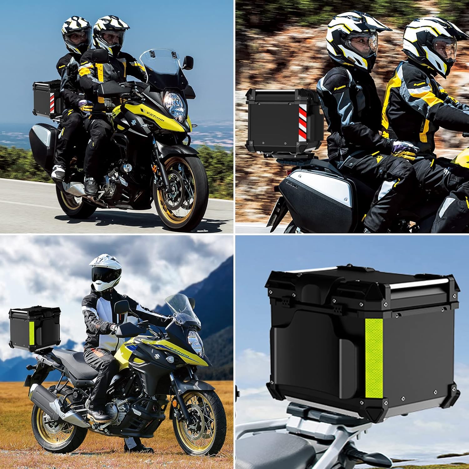Maleta superior de motocicleta de 45 L, calidad premium Caja de aluminio resistente con cerradura de seguridad para guardar el equipaje del casco,