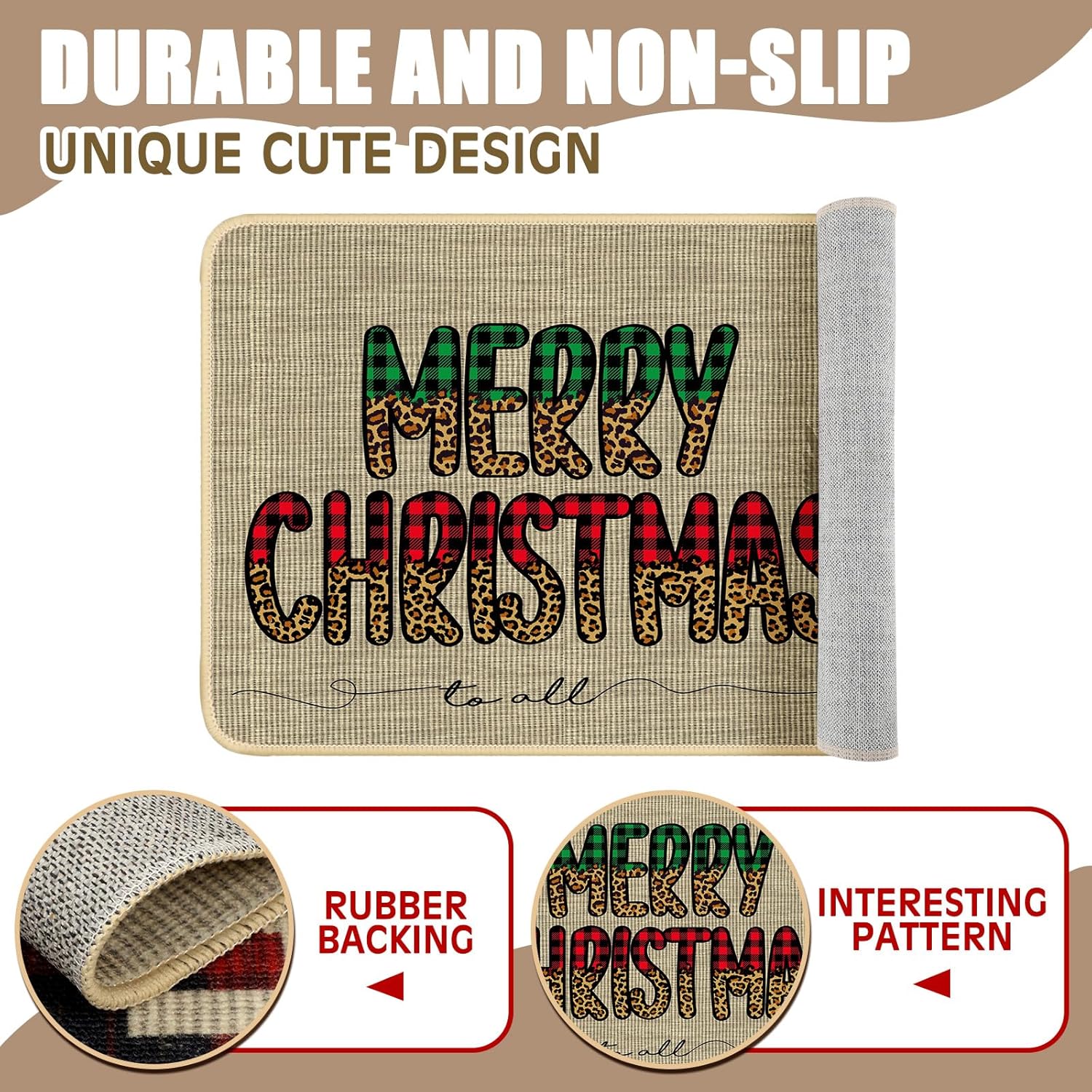 Layhit Juego de 3 alfombras de cocina de Navidad, Papá Noel, afroamericano, Papá Noel, tapete de cocina de Papá Noel afroamericano, Feliz Navidad,