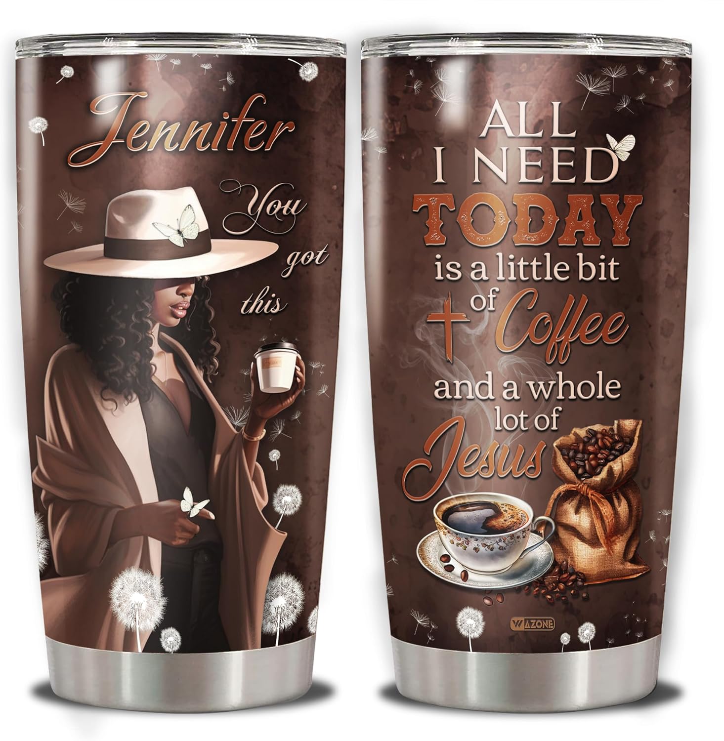 Vaso personalizado de reina negra con nombre personalizado de Jesús y café, 20 onzas, 30 onzas, taza de viaje con tapa, regalo para mujer africana,