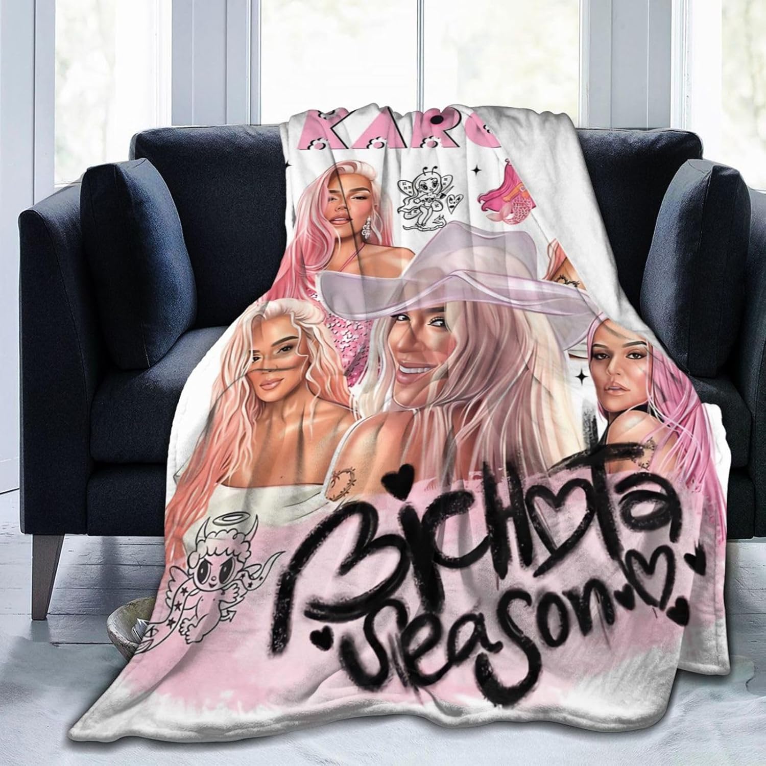 Karol Singer G – Manta de franela ultrasuave y ligera para sofá, cama, uso en todas las estaciones, 80 x 60 pulgadas