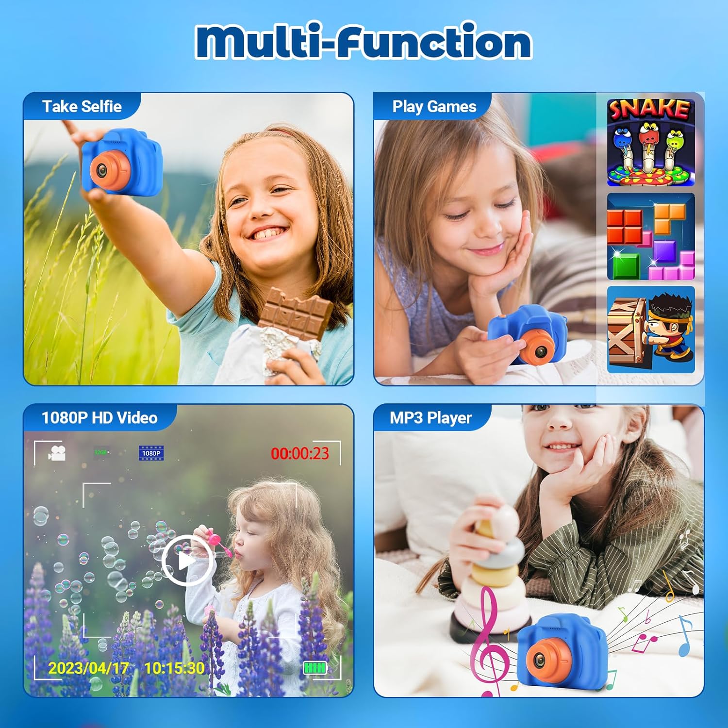 HOMHOW Cámara digital HD para niños, cámara digital para niños y niñas, cámara selfie para niños, juguetes de Navidad, regalo de cumpleaños, edad 3,
