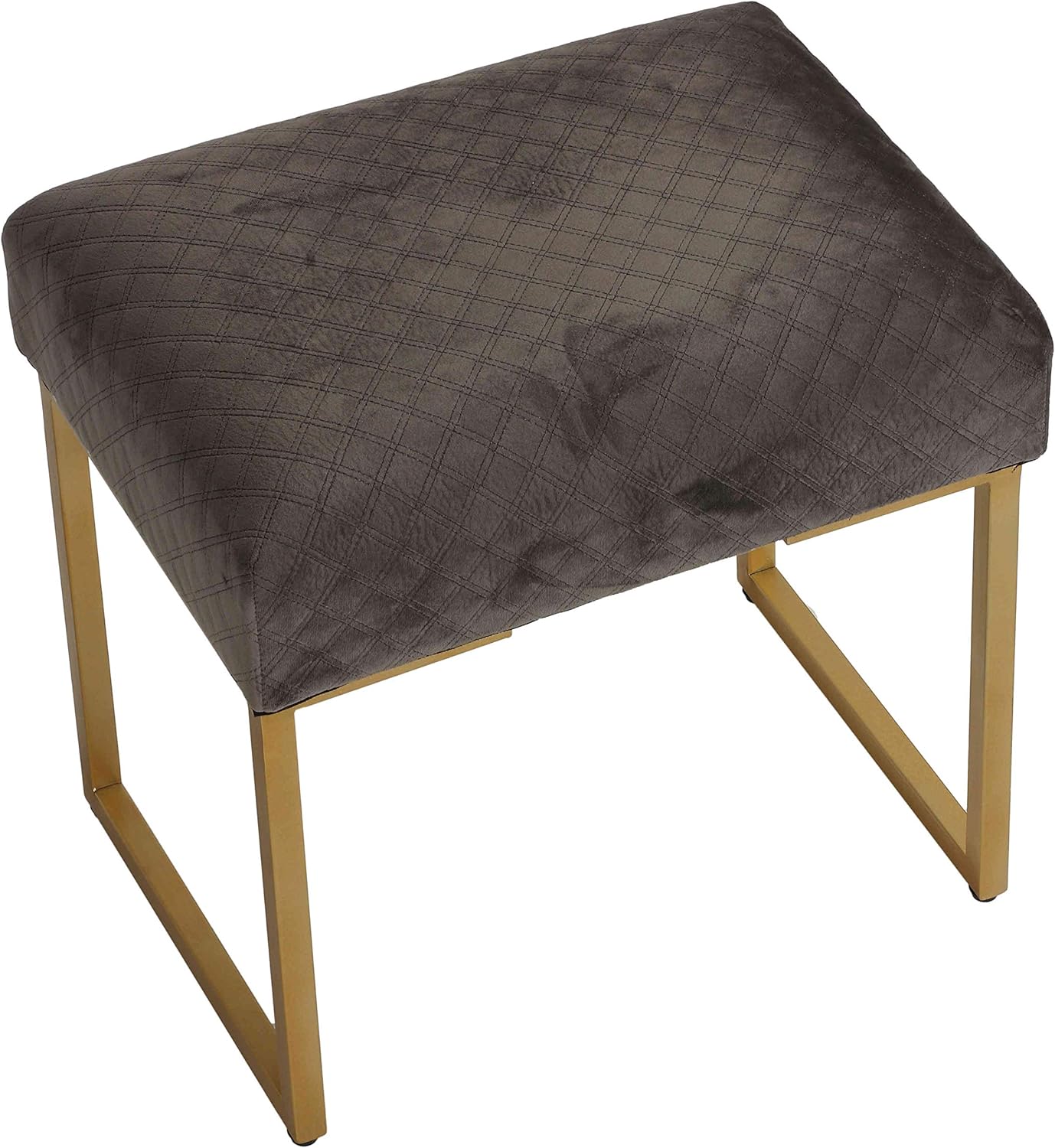 Cortesi Home Allium otomana con patas doradas pintadas, 19 pulgadas de ancho, terciopelo gris