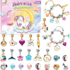 Doksving Calendario de Adviento 2023 para niñas, calendario de cuenta regresiva de Navidad de 24 días con 2 piezas de pulseras con dijes de Doksving Calendario de Adviento 2023 para niñas, calendario de cuenta regresiva de Navidad de 24 días con 2 piezas de pulseras con dijes de