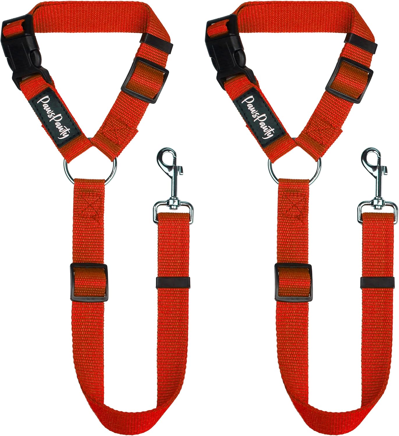 PawsPawty – Paquete de 2 cinturones de seguridad para perros, ajustable, tela de nailon, correas de seguridad para automóvil, arnés para perros,